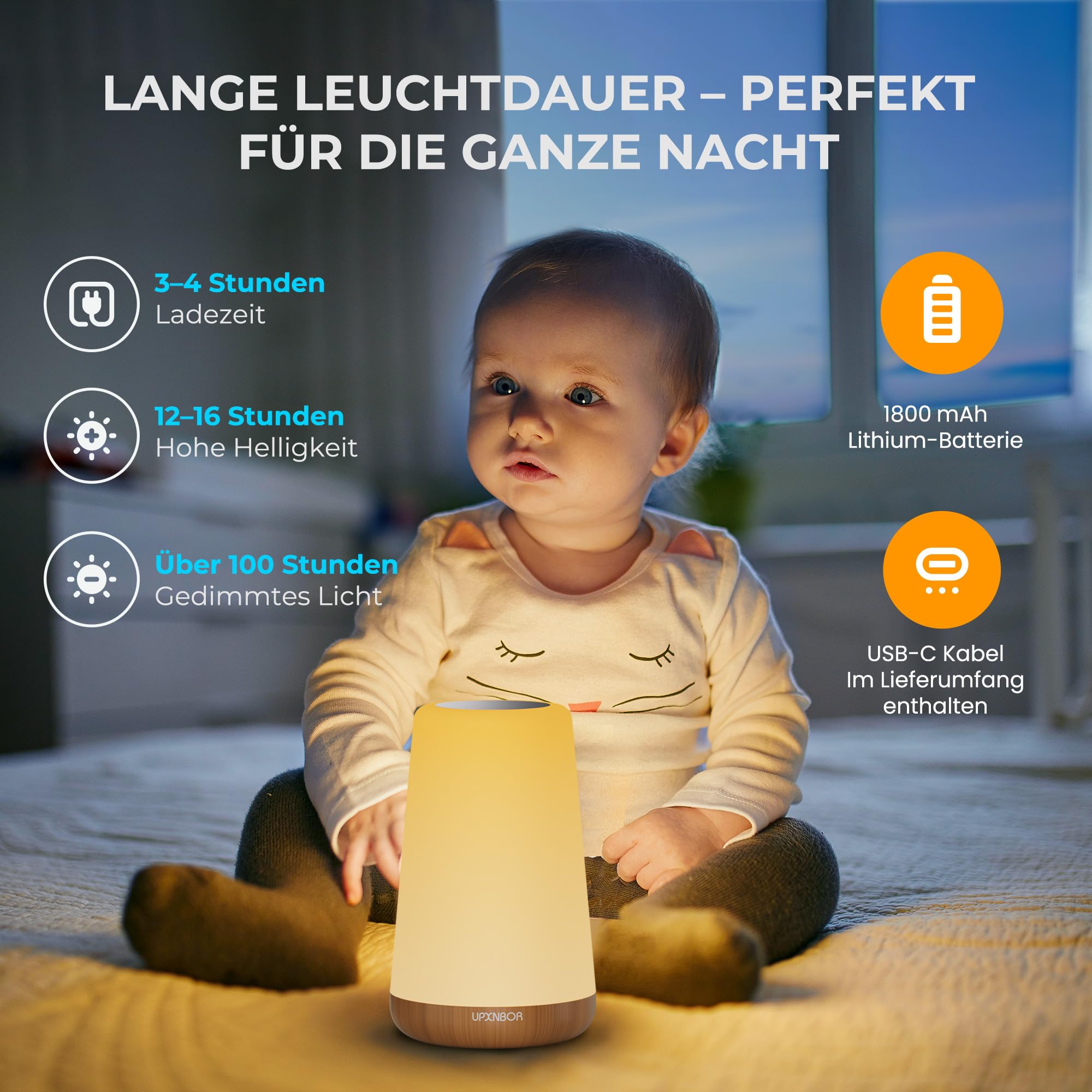 Lampka nocna LED z pilotem, z funkcją ściemniania, 13 kolorami RGB | Regulowane Światło, 13 Kolorów RGB i 5 Poziomów Jasności, Timer, Haczyk, Ładowanie USB, Przenośna Lampka do Sypialni i Salonu