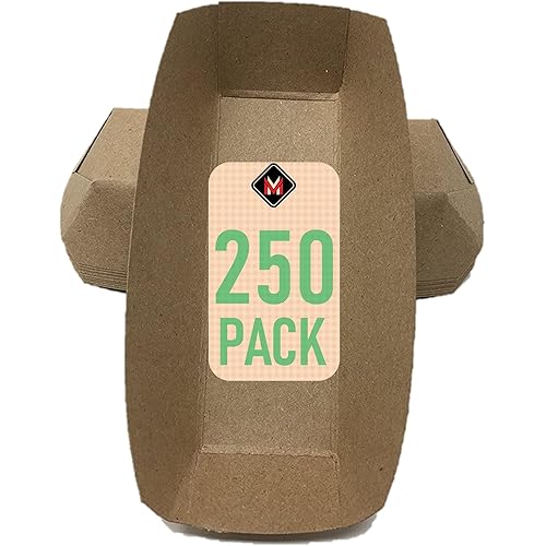 Mr Miracle 7 Inch Paper Hot Dog Tray in Kraft Paper. Pack of 250. Disposable, Recyclable and Fully Biodegradable. Made in USA