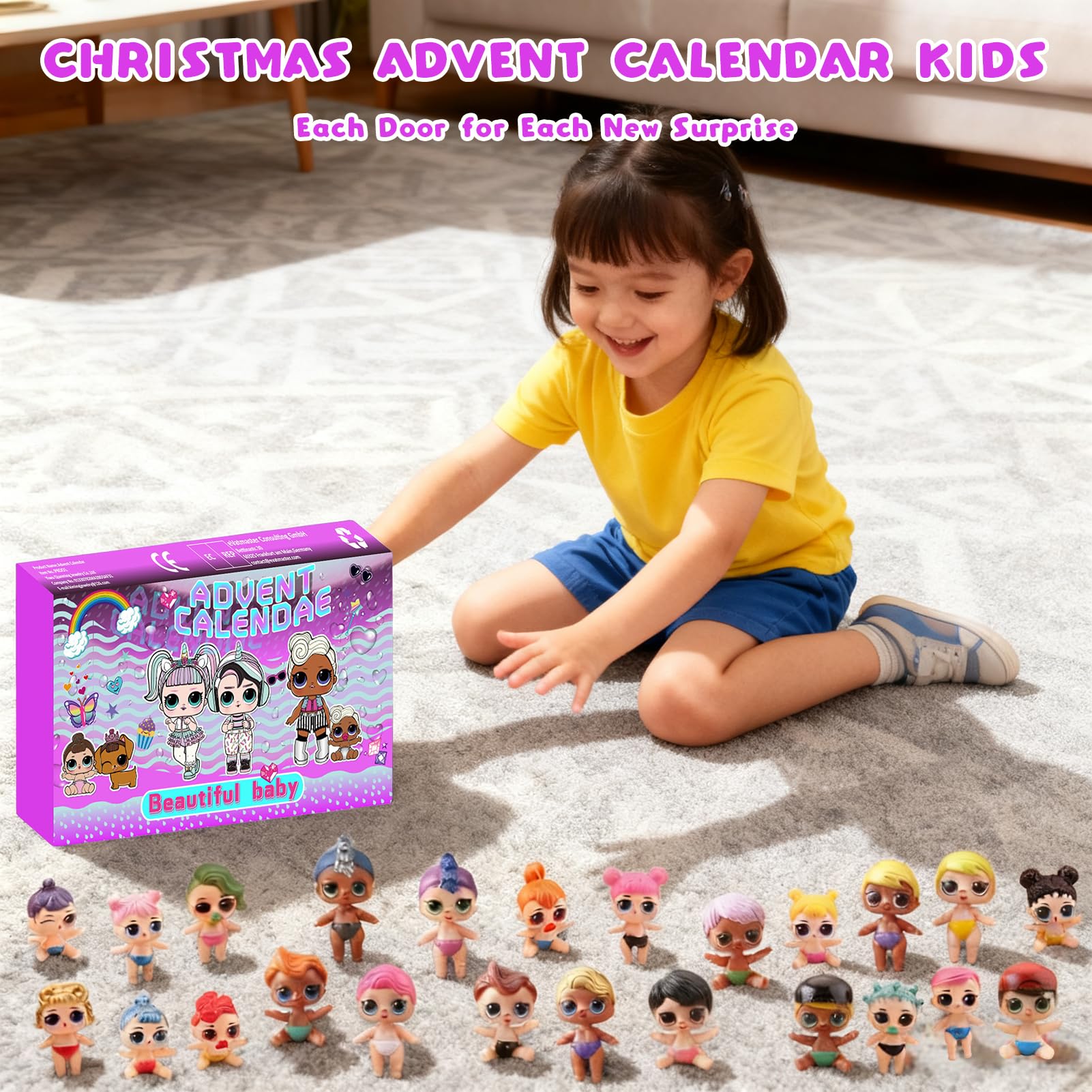 Adventskalender 2025 Mädchen, Puppen Adventskalender 2025, 24 Tage Weihnachts Countdown Kalender mit 24 Minifiguren Geschenk für Kinder Mädchen