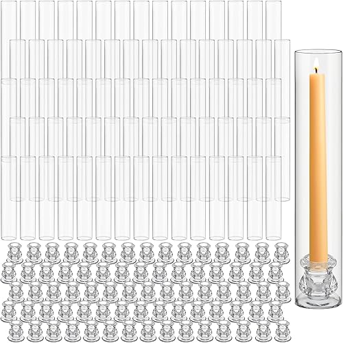 Juego de 96 portavelas de cristal con forma de tubo de vidrio de 12.6 pulgadas, con extremos abiertos, sin fondo y 2.2 pulgadas, para centro de mesa