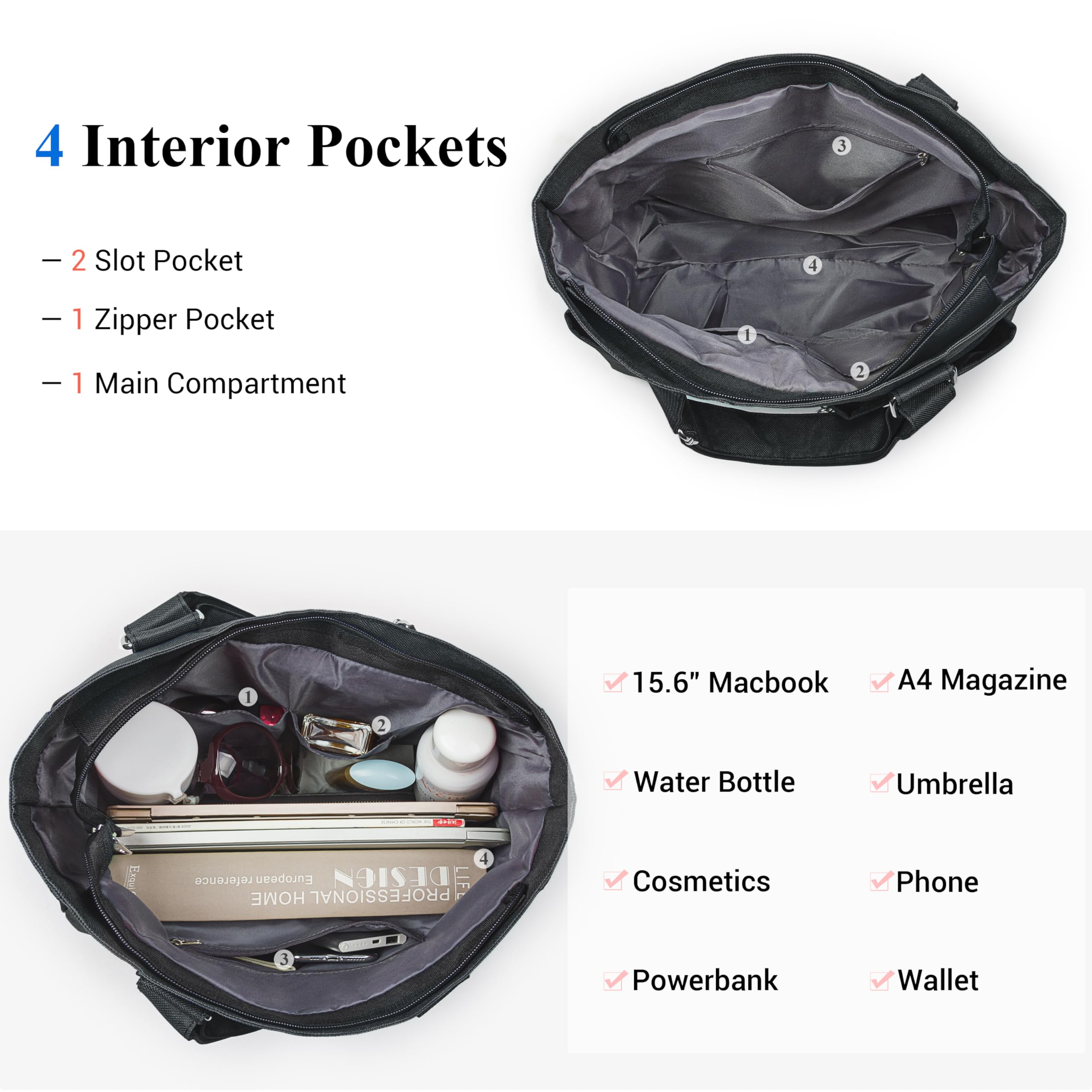VOLGANIK ROCK Sac à bandoulière pour femme, imperméable, sac de travail léger et sac à main fourre-tout de voyage en nylon Oxford grande capacité
