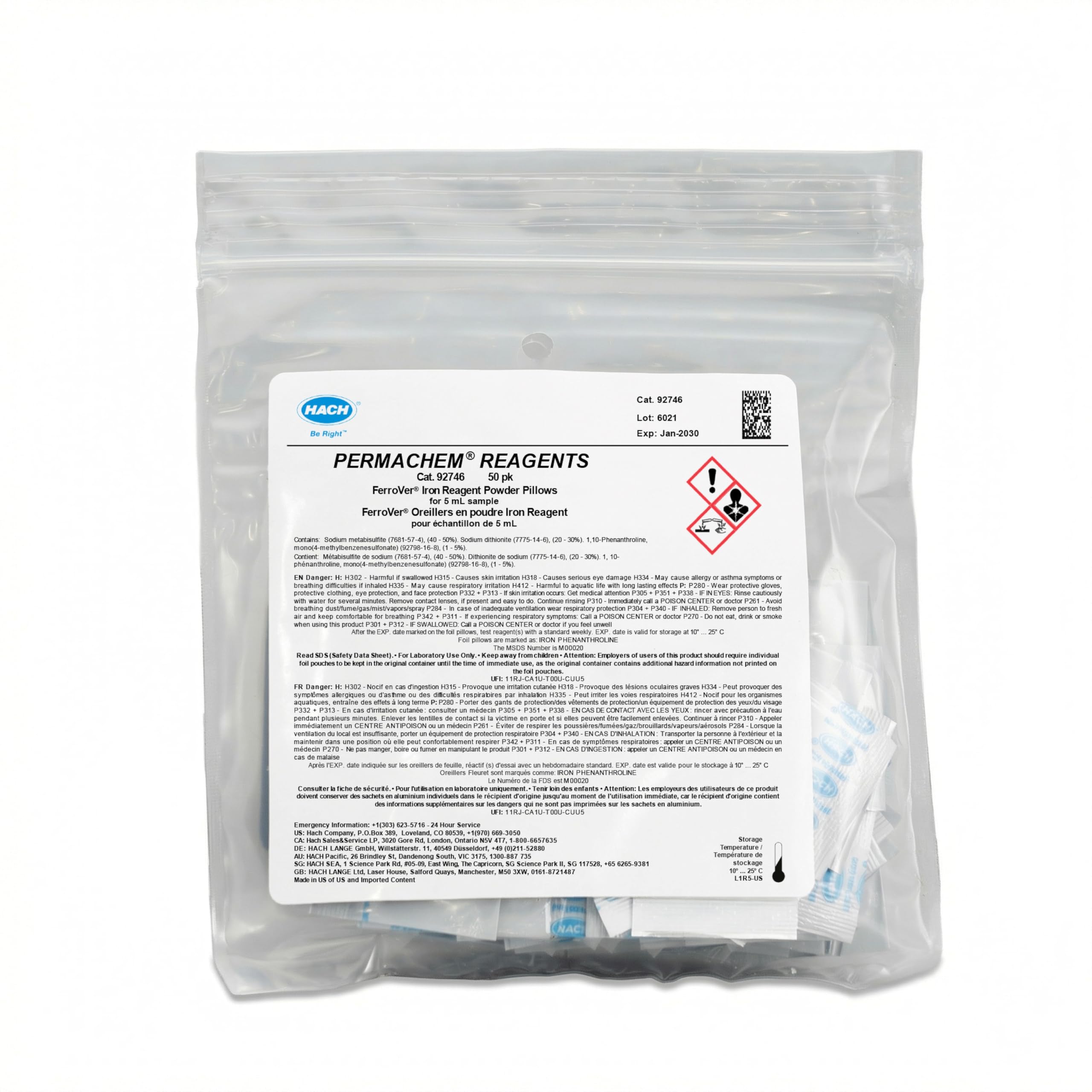 Hach Company Hach 92746 FerroVer Iron Reagent Powder Pillows, 5 mL, (Pack of 50)-picture-18