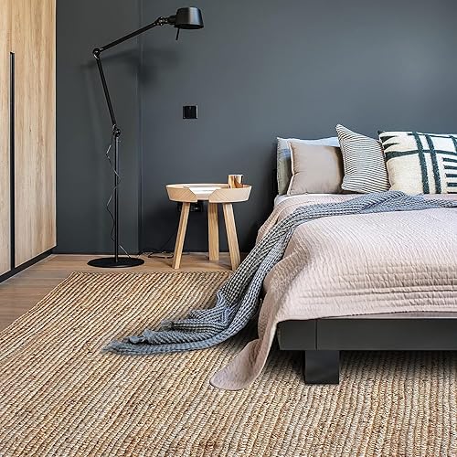 Miniatura 6 de The Knitted Co. Alfombra redonda 100% yute de 10 pies de fibras naturales, diseño trenzado a mano, alfombra natural, decoración del hogar para sala