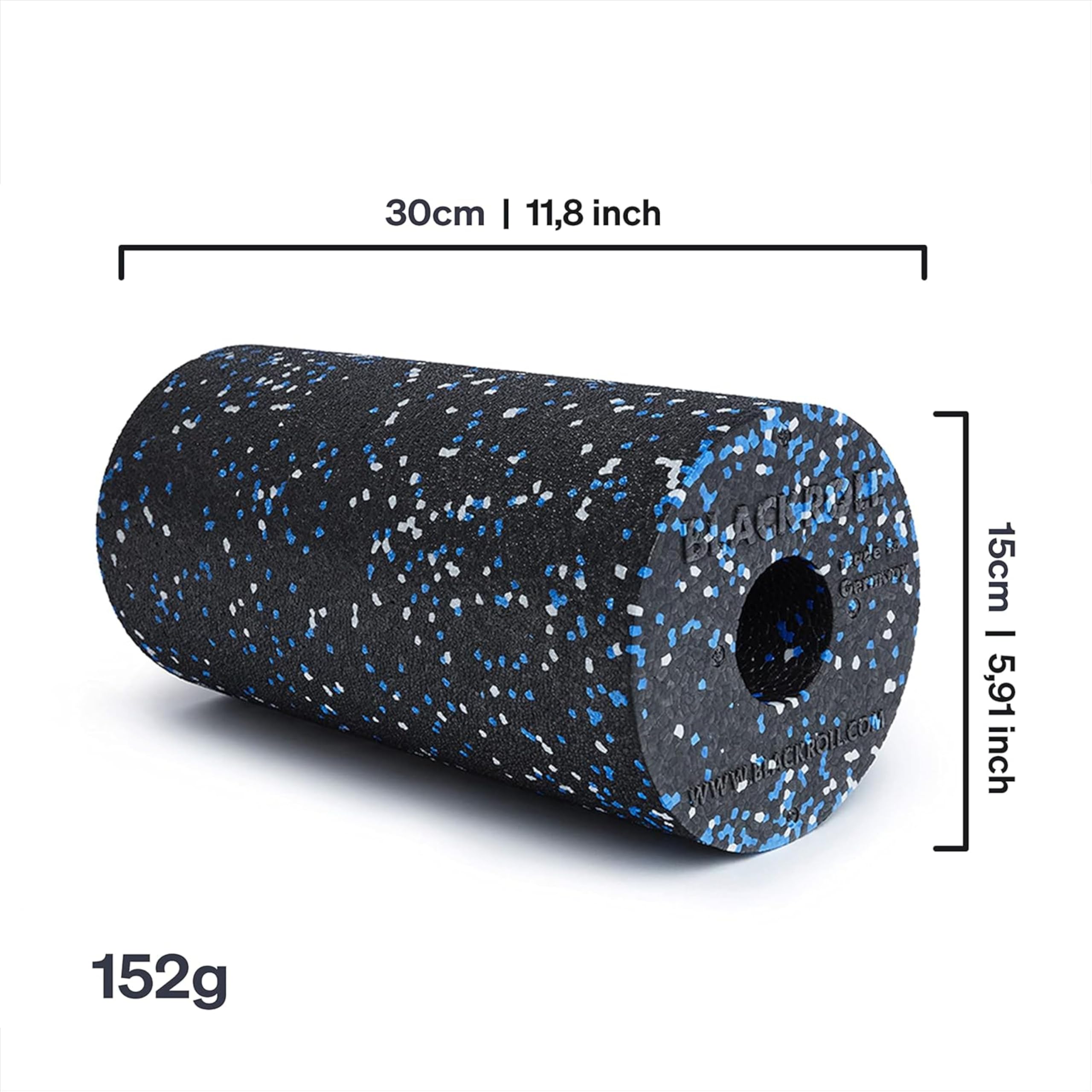BLACKROLL® STANDARD Rouleau pour Fascia Original (30 x 15 cm), Rouleau de fitness pour automassage du dos et des jambes, Efficace pour l´entrainement fonctionnel, dureté moyenne, Fabriqué en Allemagne