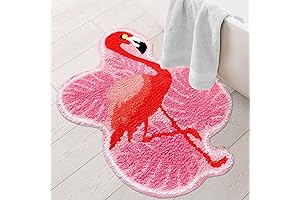Summer Pink Flamingo Tufted Bath Mat:Cozy Haven for Your Bathroom.