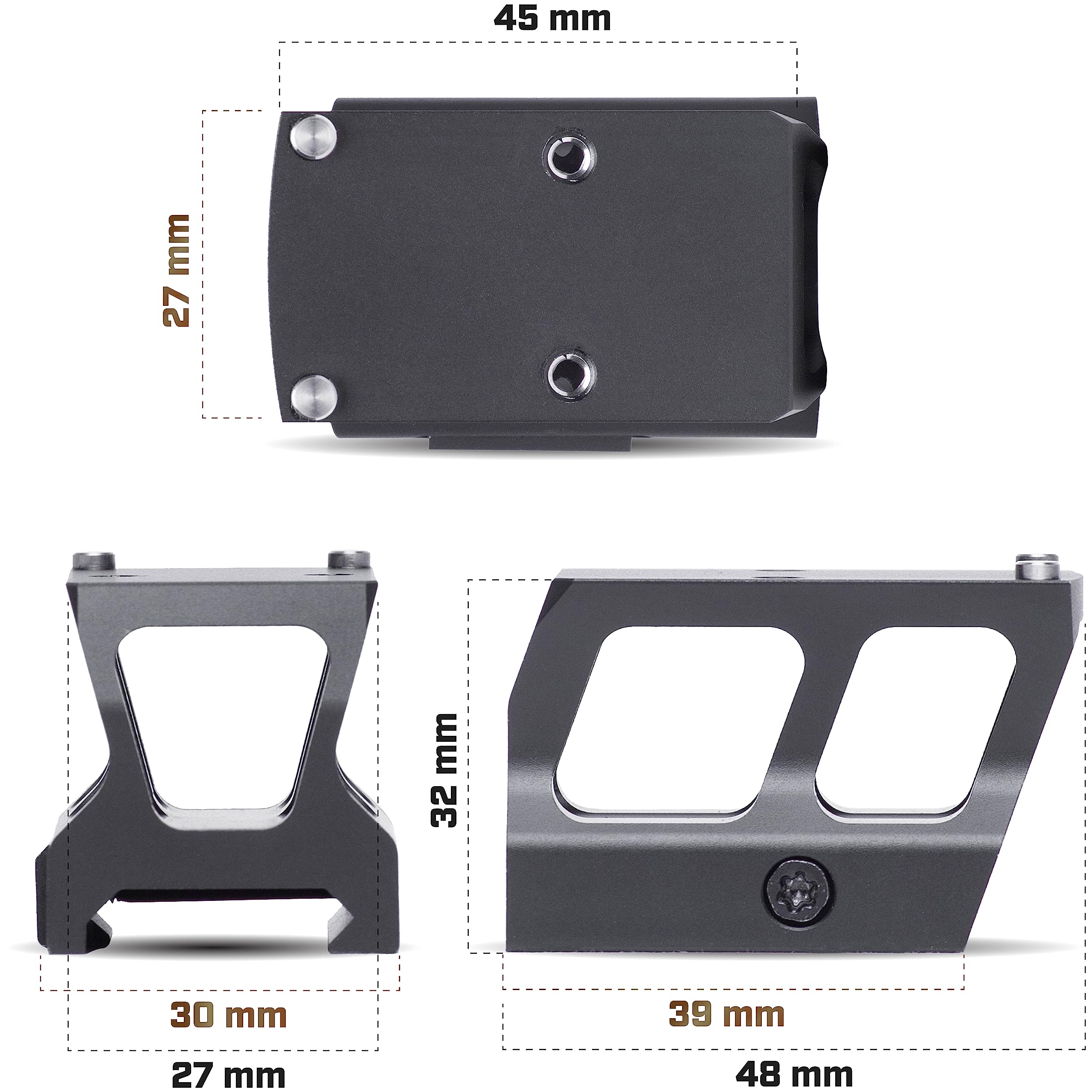 Tacticon Compact Reflex Riser | Disabled Combat Veteran Owned Company | Rail Mount Aluminum Adapter for Red Dot Sight