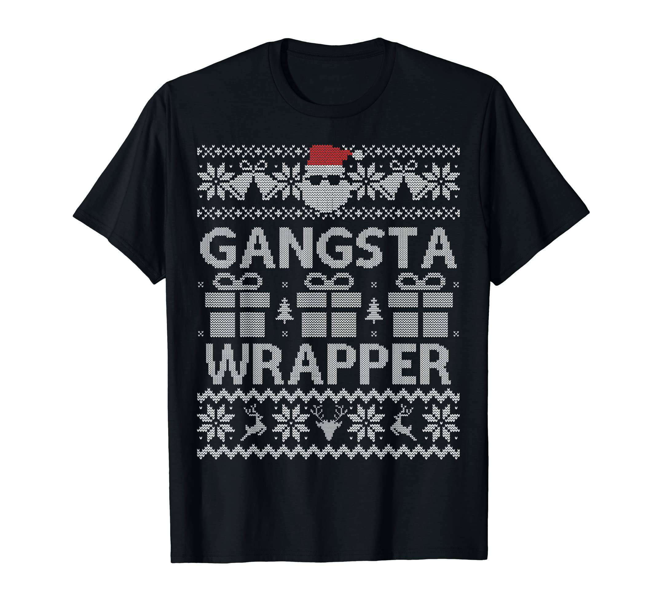 TJs Ugly SweatersFunny Gangsta Wrapper Tshirt Ugly Sweater Christmas Shirt T-Shirt