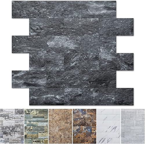 Art3d - Azulejo de pared de PVC de 10 hojas para pegar y despegar, para cocina, tocadores de baño, decoración de chimenea, mesa de lavandería,