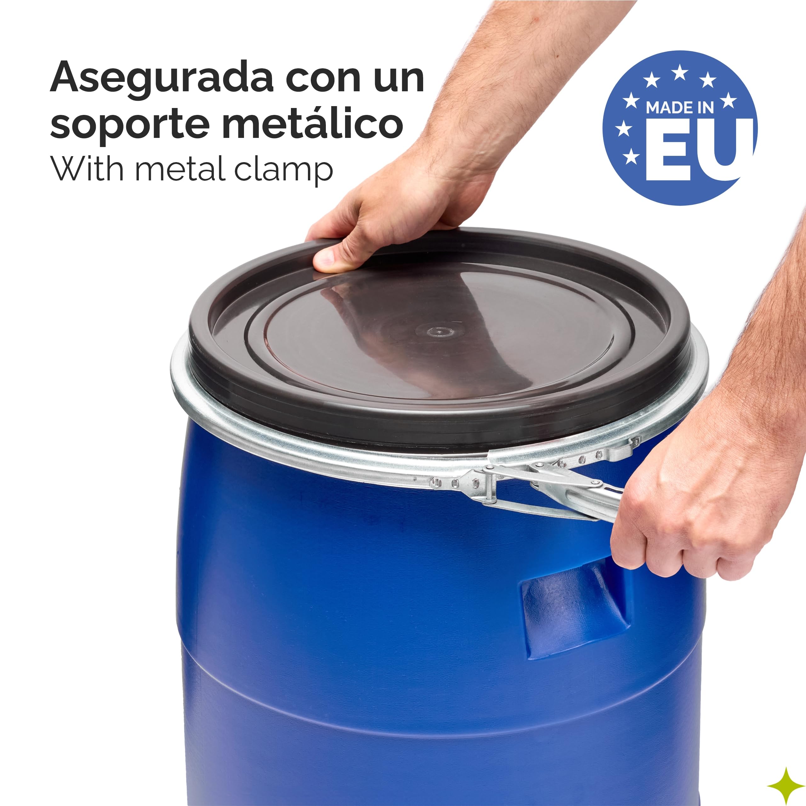 Garronda Set de 2 Piezas de 220 litros Barril alimentario, depósito de Agua, Barril de Boca Ancha en HDPE y sin BPA, tonel de jardín, contenedor de Alimentos para Animales, Universal GD-0078