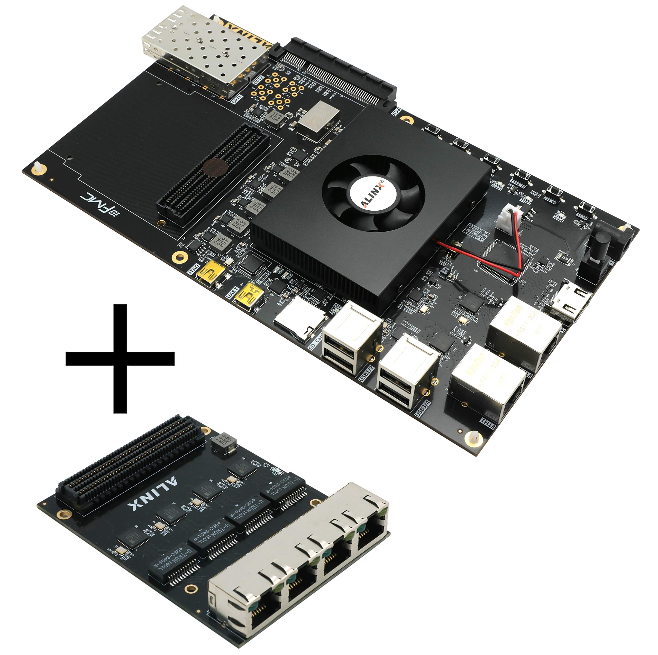 ALINX Brand Xilinx Zynq-7000 ARM Kintex-7 FPGA SoC Development Board Zedboard 7035 FMC PCIex4 SFP JTAG (FPGA Board with FMC 4-Port Ethernet Daughter Card)