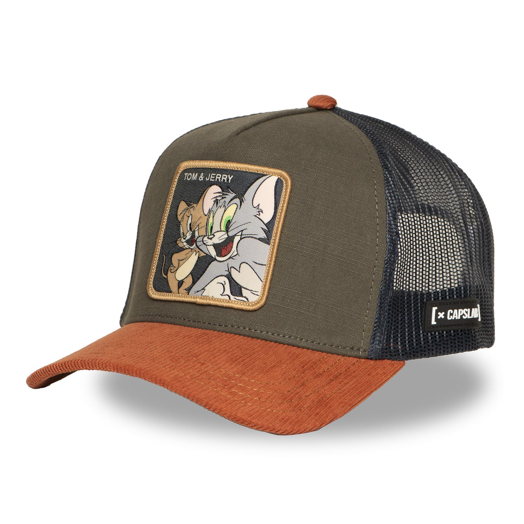 Capslab Tom & Jerry Cord Brim Cap Women/Men - Trucker Baseball Snapback, with Peak All-Season Spring Summer Autumn Winter - One Size Grey-Brown