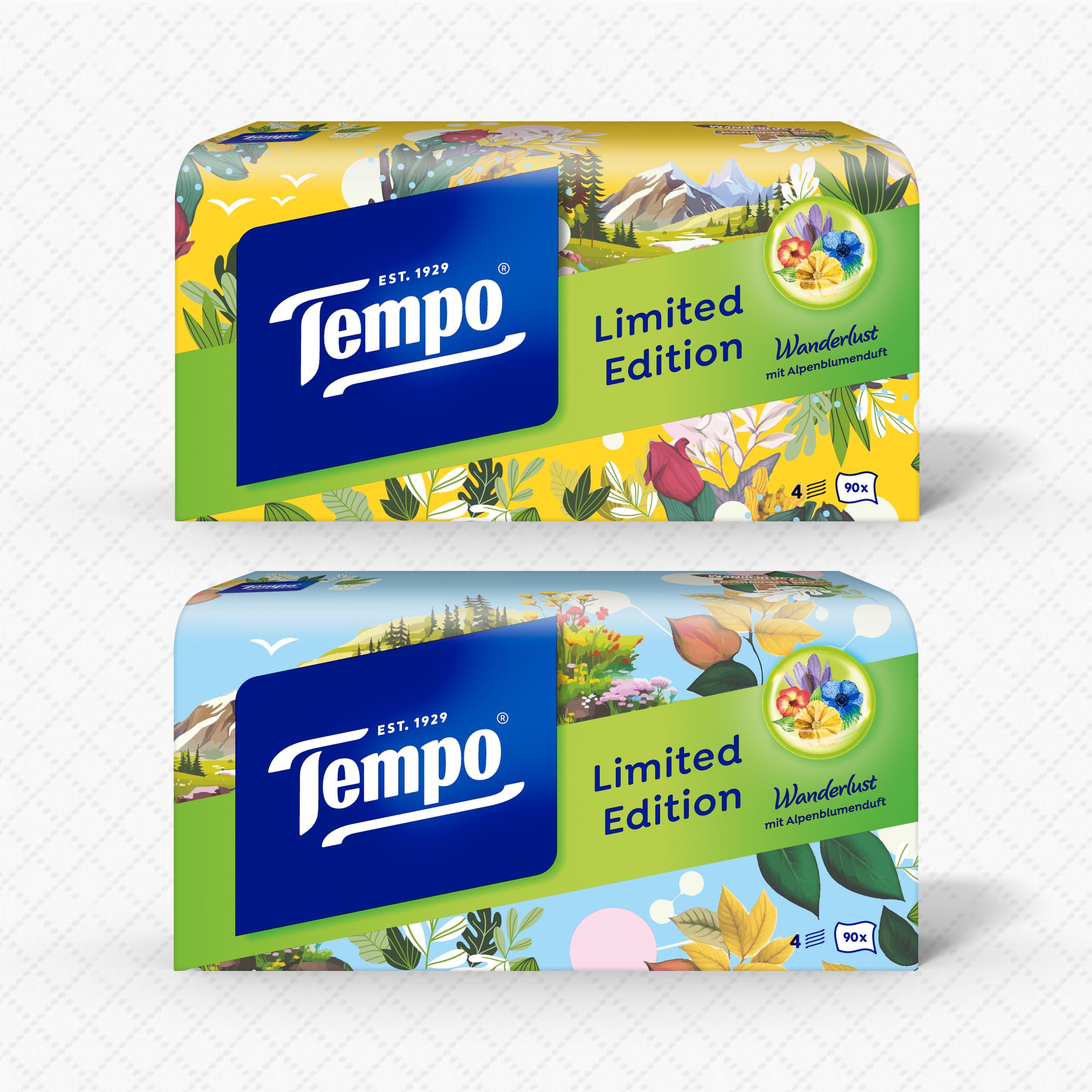 Tempo Duftbox Limited Edition - 6x2 Boxen mit je 90 Tüchern - samtig weich, waschmaschinenfest und biologisch abbaubar