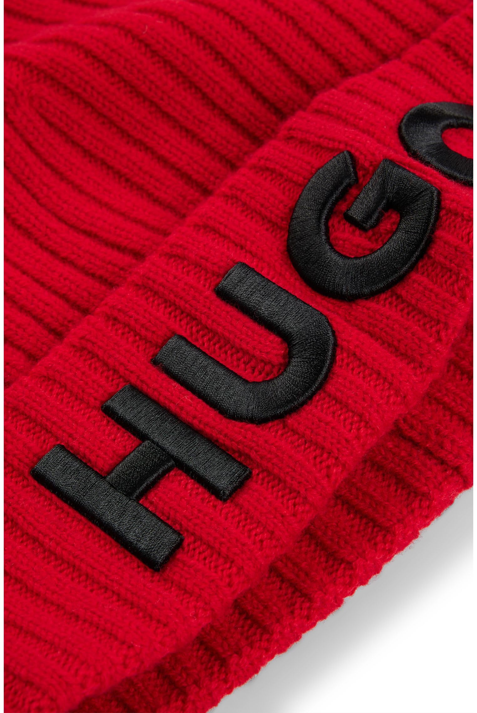 HUGO Herren Unisex-X565-7 Mütze aus Schurwolle mit Logo-Detail