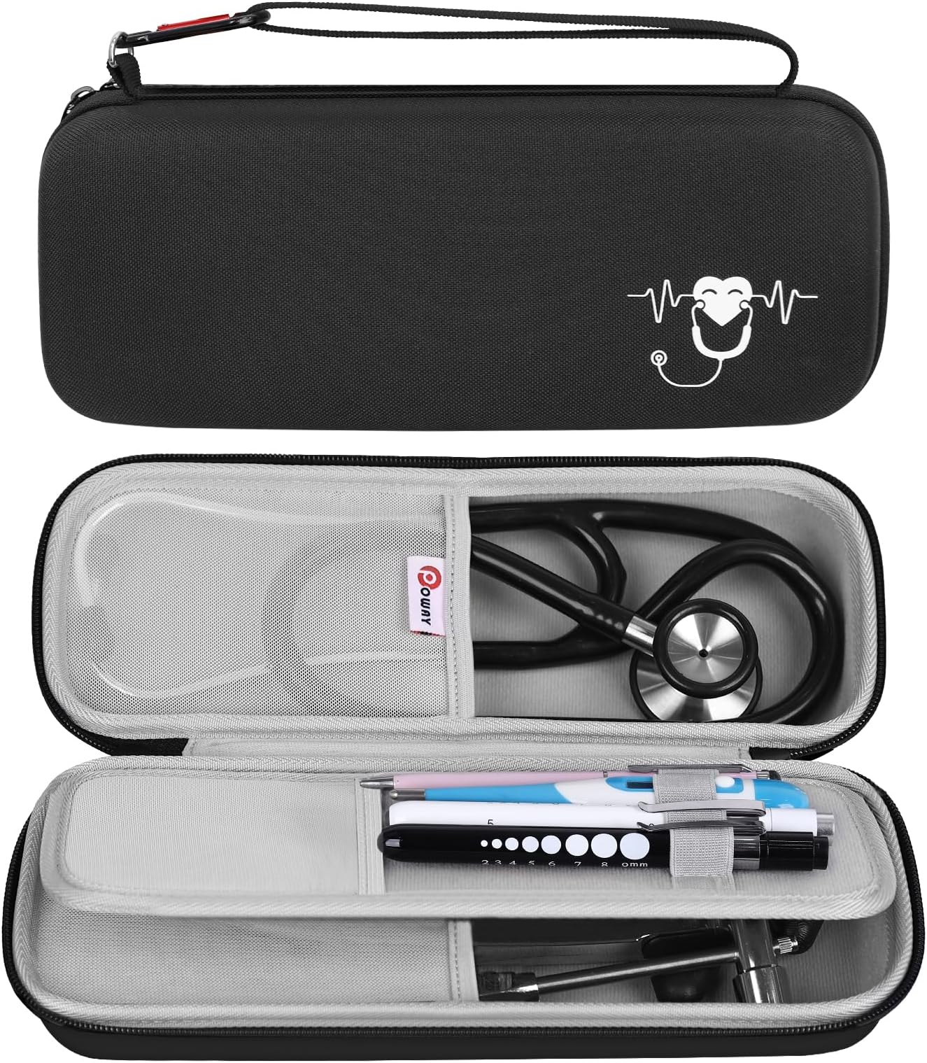 Stethoscope Case for Nurses, fits Classic III, Lightweight II S.E, Cardiology IV Diagnostic, Stethoscope Travel Case Includes Pen Light and Bandage Scissors