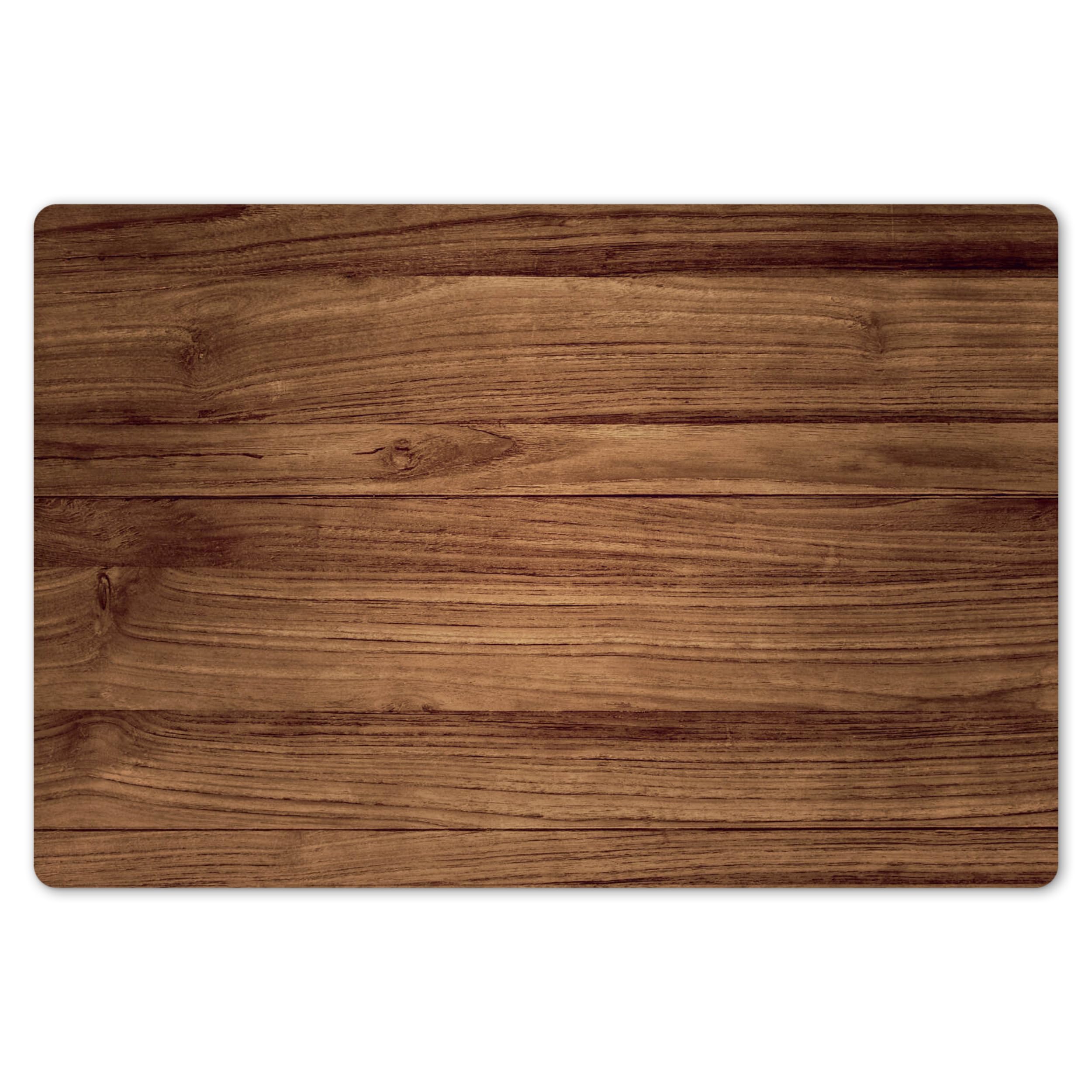 KitchenYeah© Place Mats For Table 18"x12" / 45x30 cm Dinning Placemats 6 Set Large Placemat Plastic Vinyl Wipeable Wipe Clean Non Stick Wood Look - Brown