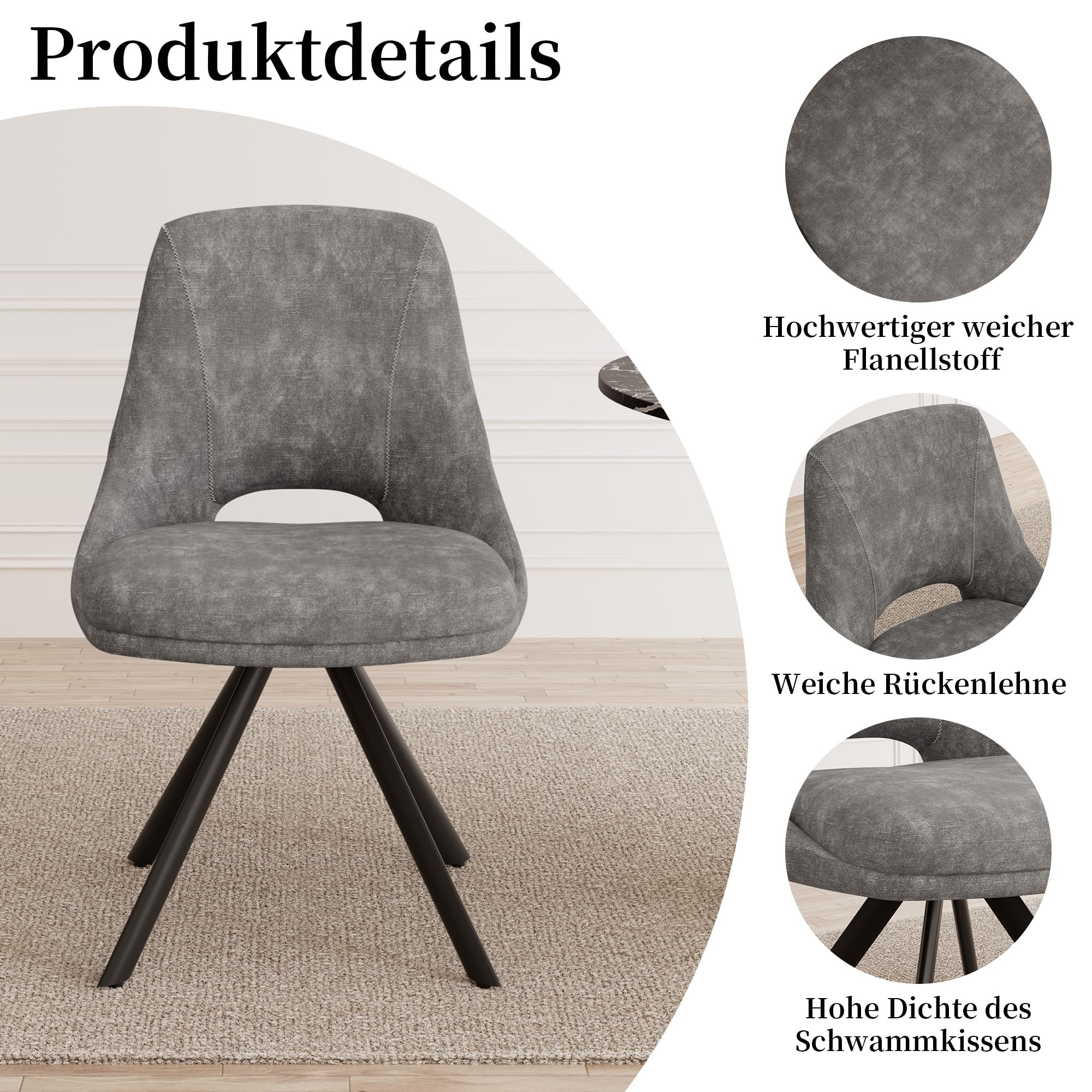 JIEXI Ensembles de salle à manger pour 4-6 personnes, table à manger extensible avec chaises, table moderne en bois MDF gris, adaptée pour le salon, la cuisine, les réunions avec beaucoup de personnes