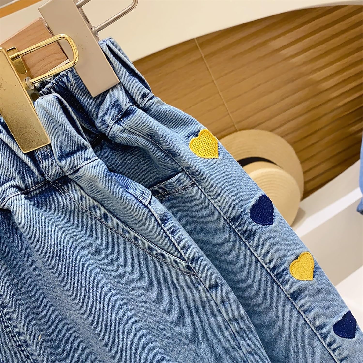 Girls Casual Jeans Sweatpants Summer Elastic Waist Cute Graphic Denim Pants Loose Wide Leg Jean Sports Trousers Kids