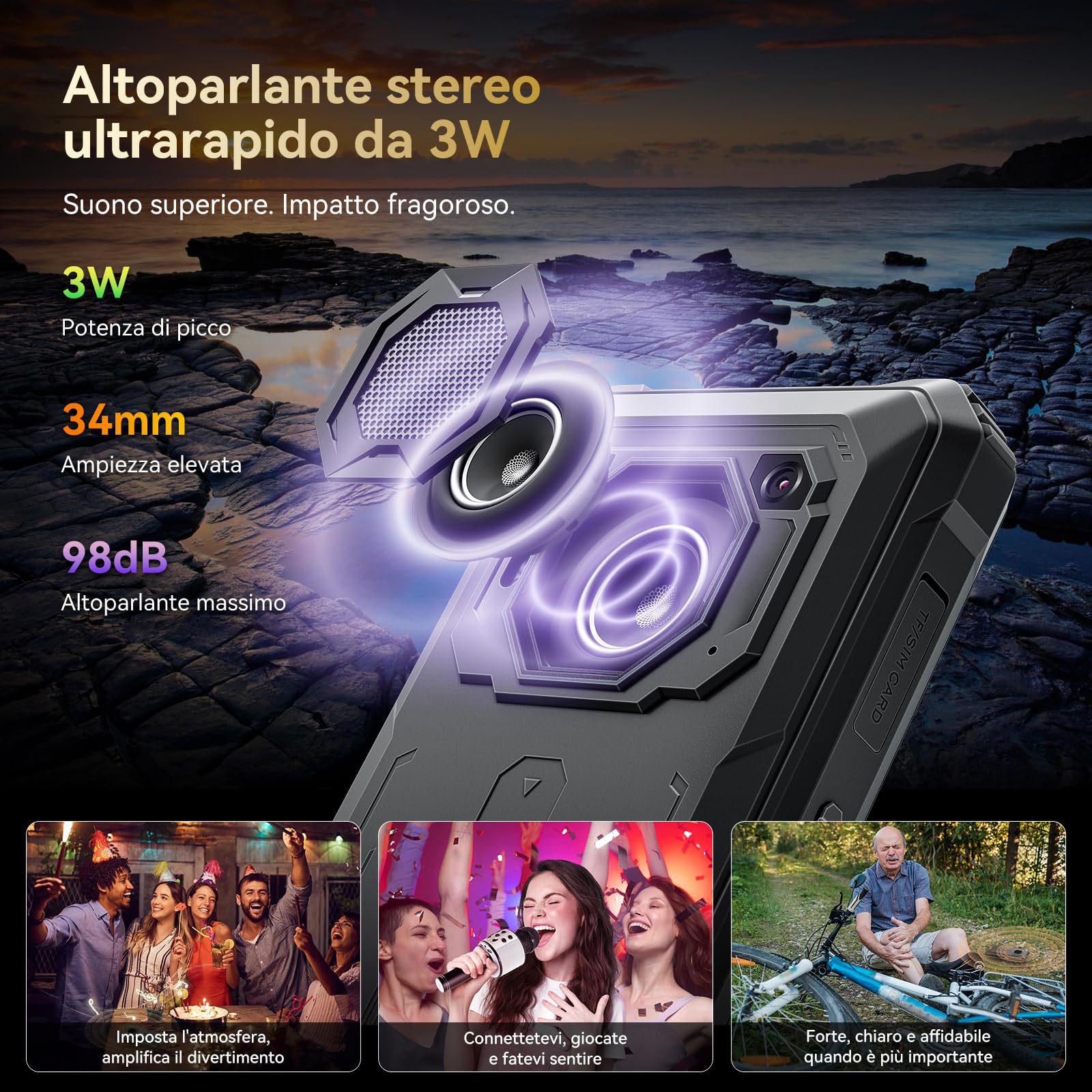 Blackview BV6200 Plus Rugged Smartphone 2026, Batteria 11000mAh Telefono Indistruttibile 24GB+128GB/2TB TF, 6.56" HD+, 98dB Altoparlante, Fotocamera AI 16MP+13MP, Fingerprint/NFC/GPS/3 Anni Garanzia