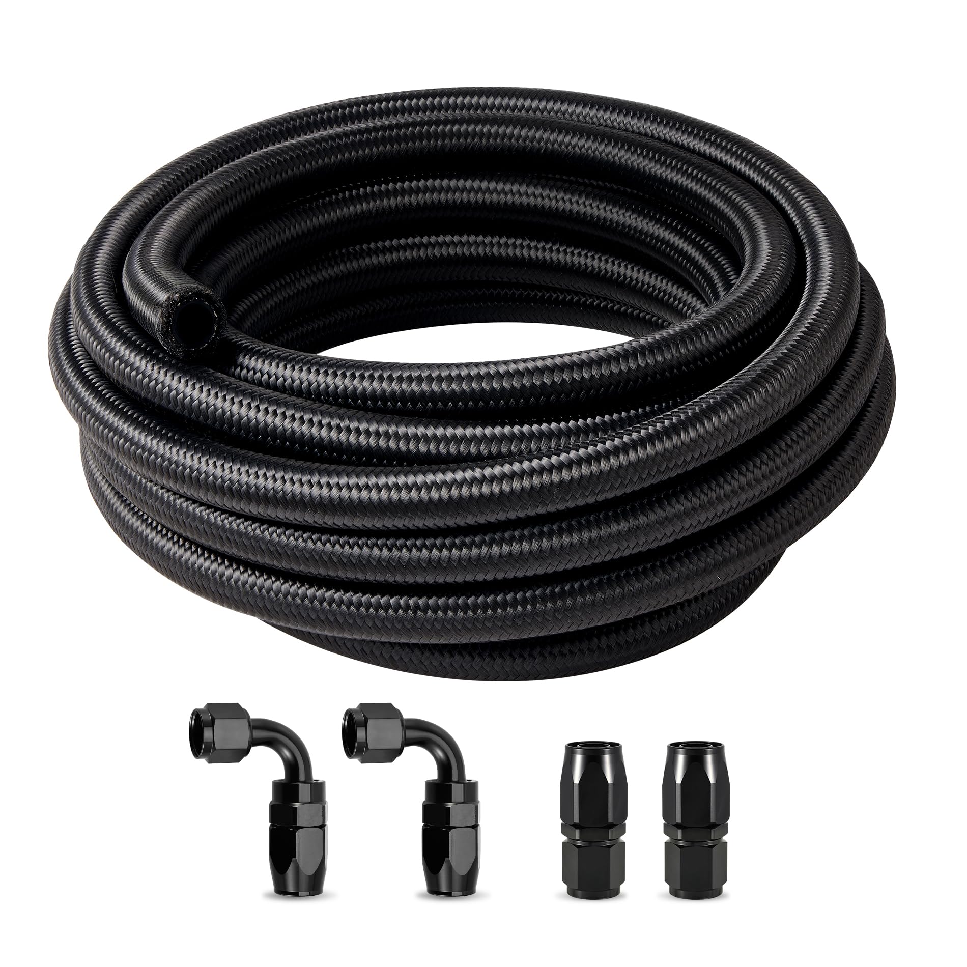 EVIL ENERGY 16AN Fuel Line Kit, 16AN Hose Nylon Braided Fuel Line Hose Fitting Kit CPE Fuel Hose 5FT Black-image-25