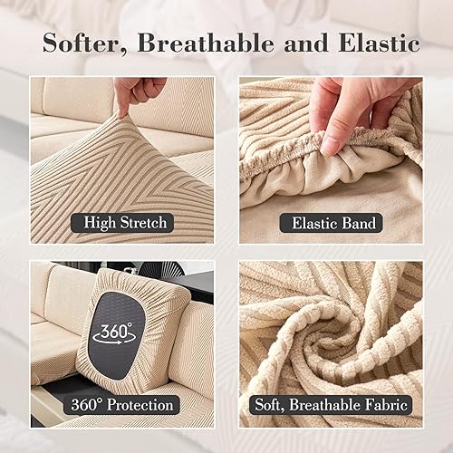 Miniatura 5 de Fundas de cojín de sofá para sofá seccional, fundas elásticas resistentes al desgaste para sofá, protector de cojín universal, lavable, elástico,