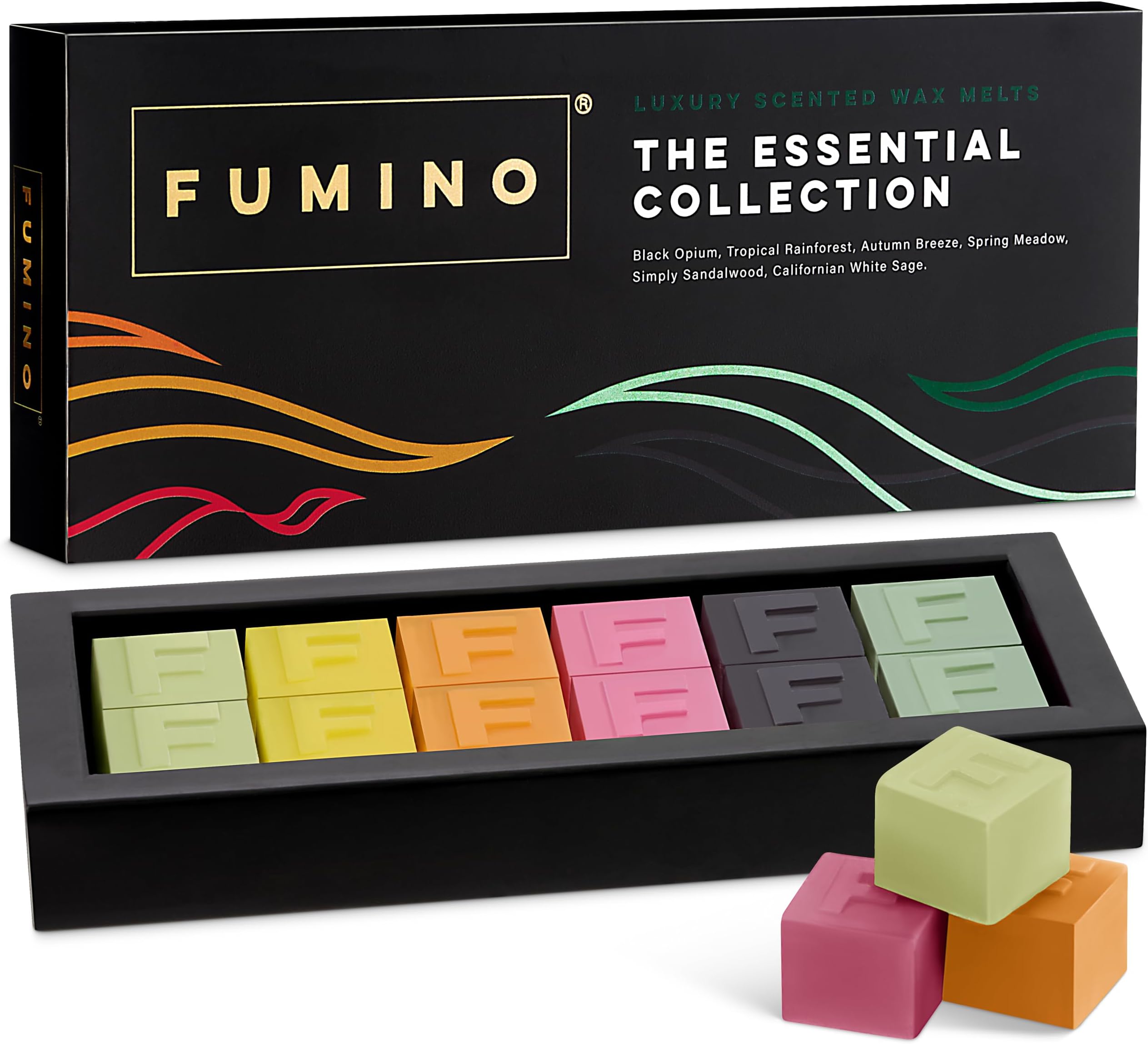 Fumino Fresh Handmade Luxury Wax Melts Multipack Essentials Bundle 12 Melts 6 Fragrances Strong Scented with Beeswax and Coconut Oil - Wax Melts Strong Scented