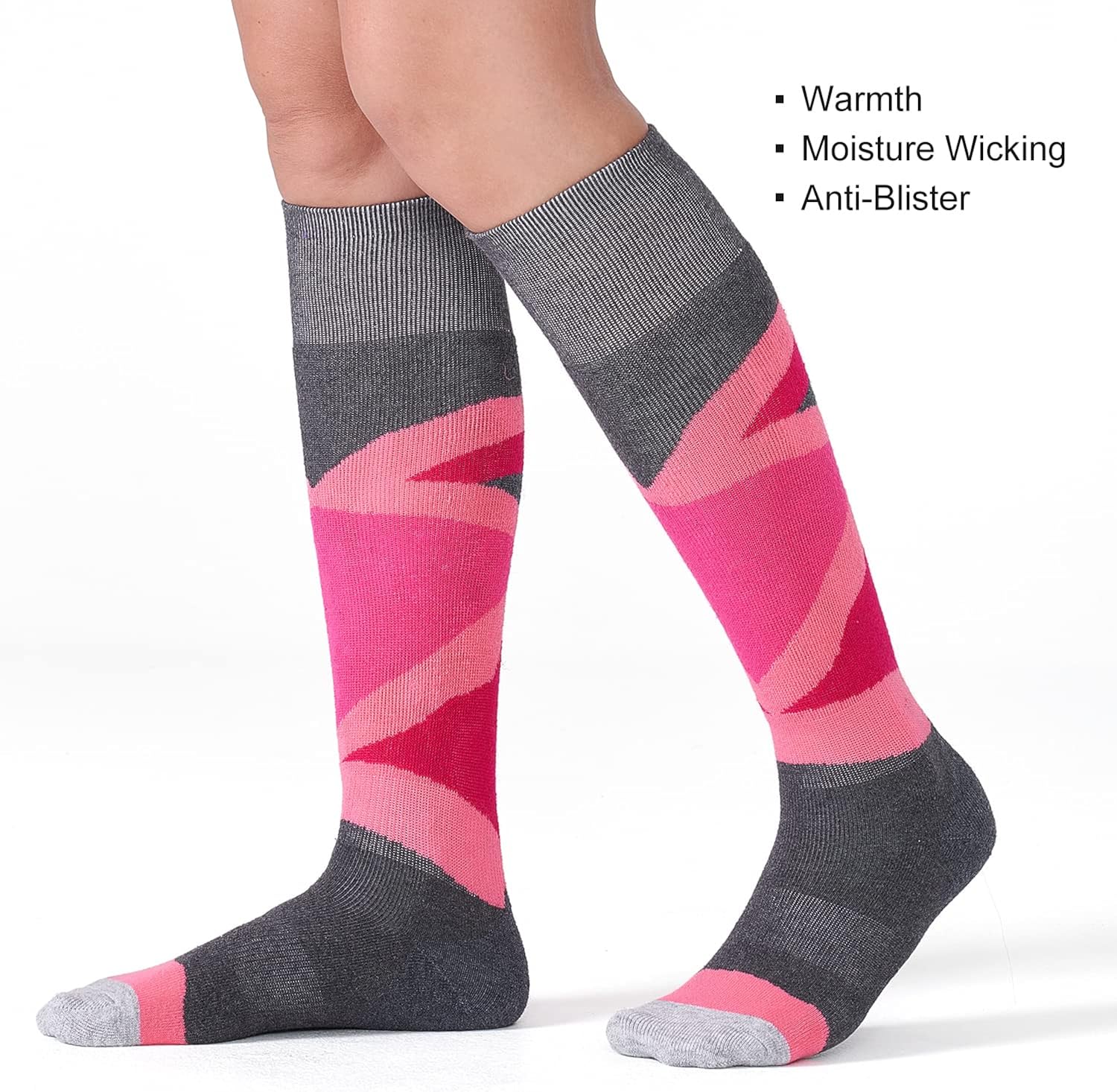 CS CELERSPORT 2/3 Pack Women's Ski Socks with Full Cushion, Wool Winter Warm Socks for Skiing Snowboarding