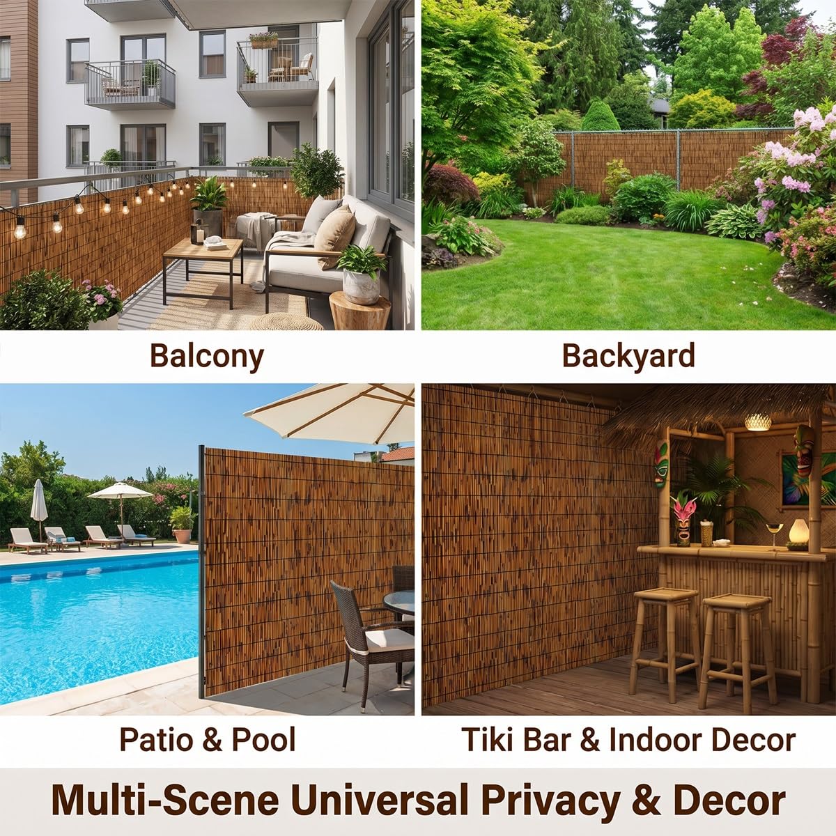 Générique Rouleau Canisse Bambou sur Mesure, Brise Vue Jardin Naturel pour Grillage, Pare Vue Exterieur Respirant et Decoupable(160cm(H))