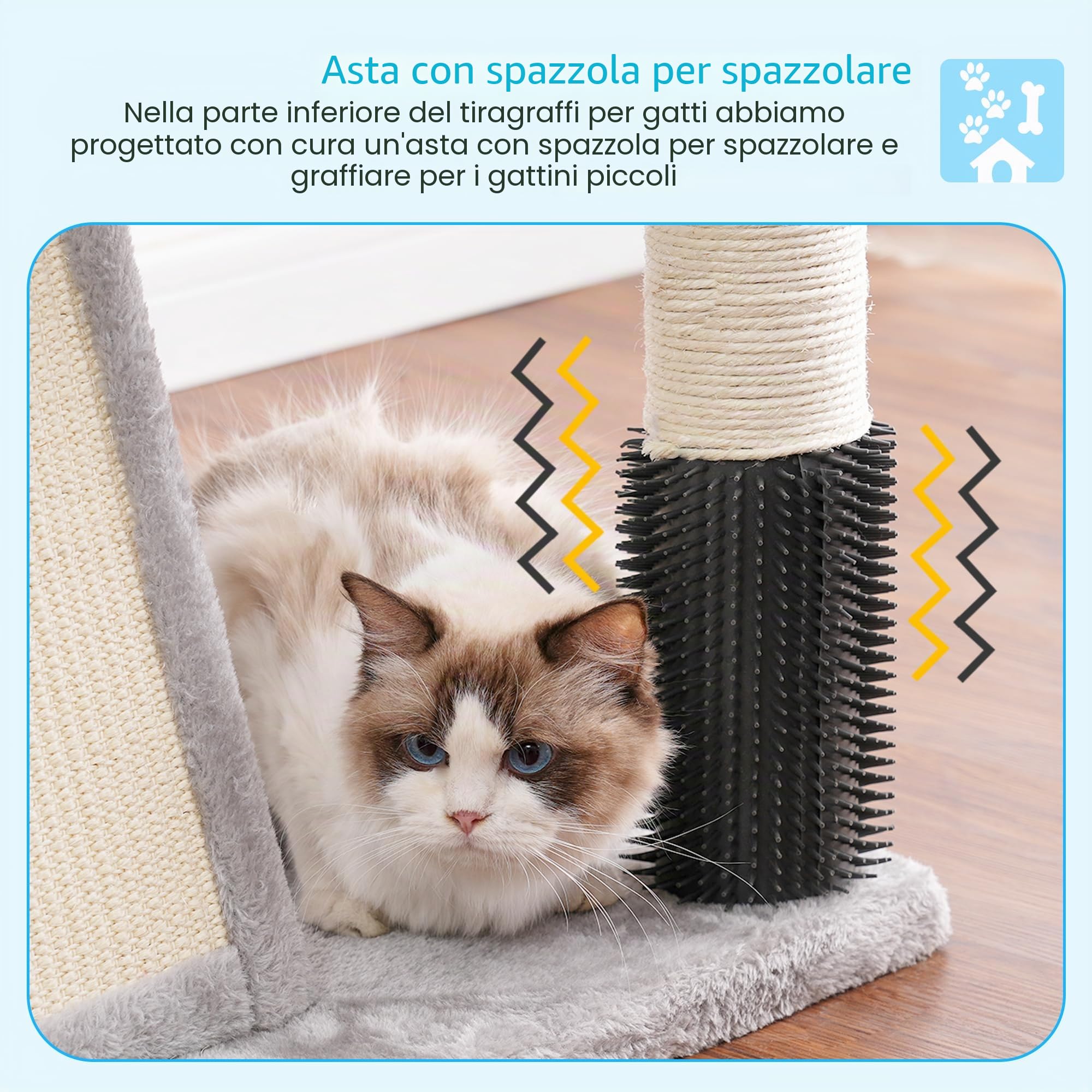Hey-brother Albero tiragraffi regolabile in altezza, 250-280 cm, che raggiunge il soffitto, torre per gatti di grandi dimensioni, con grotta, grigio chiaro 0MPJ091W