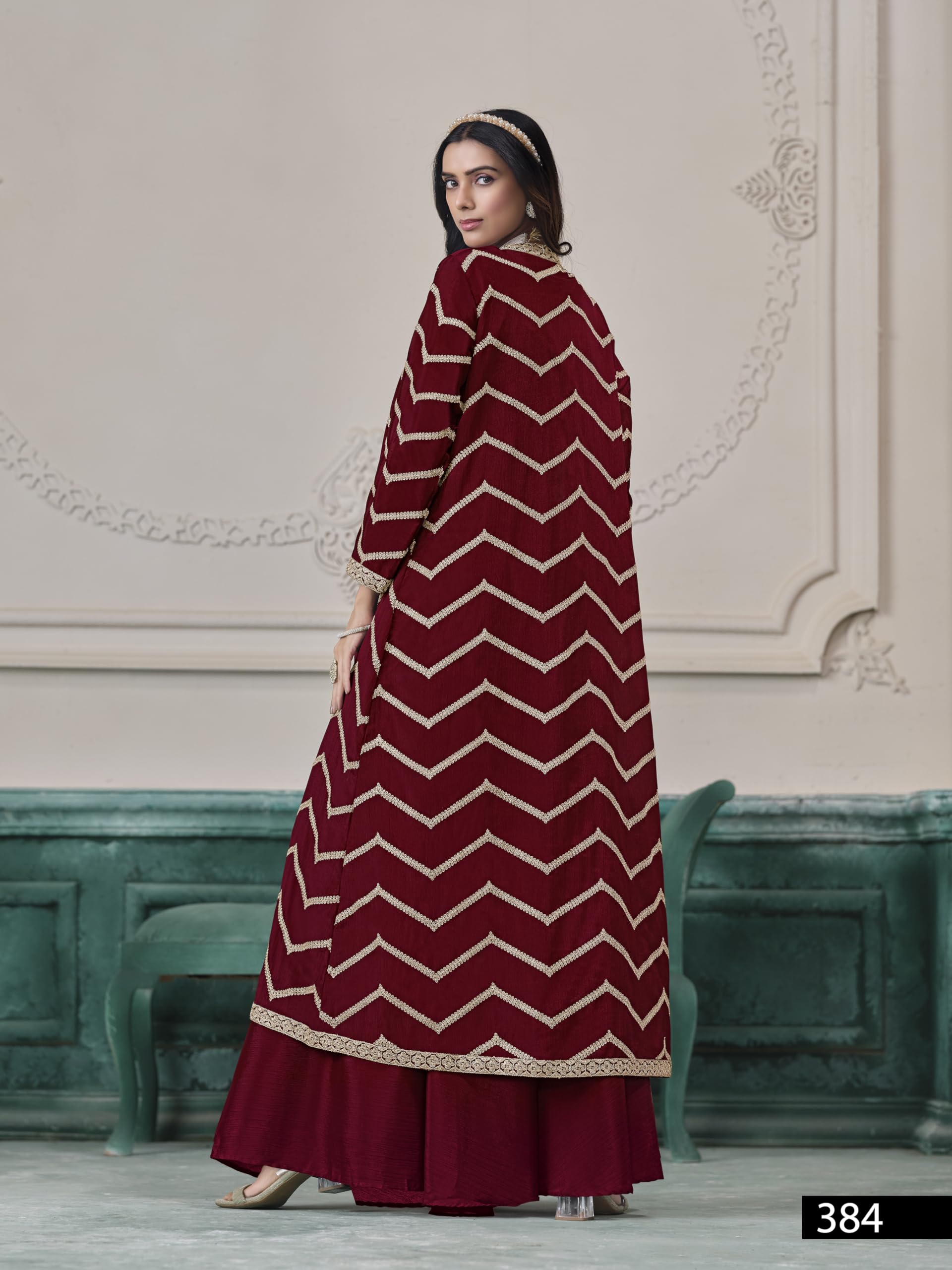 Chinon Haftowany krótki top Palazzo z designerskim zestawem kurtek dla kobiet, ślub, odświętna odzież imprezowa