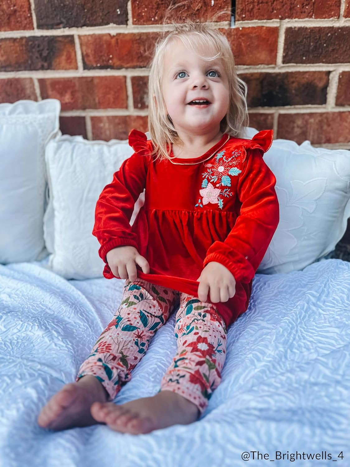 Mud Pie girls Mud Pie Children's Poinsettia Tunic and Legging Set - Image 2