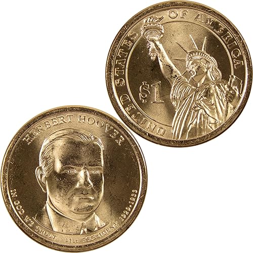 Miniatura 4 de 2014 P Herbert Hoover Presidential Dollar BU Uncirculated $1 Coin