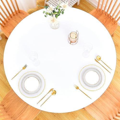 Miniatura 8 de Mantel redondo ajustable con bordes elásticos para mesas redondas, funda de mesa redonda elástica de elastano de 60 pulgadas para el hogar, comedor,