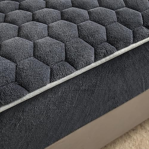 Miniatura 5 de Sábana bajera de terciopelo leche, acogedoras y cómodas, sábanas bajeras de vellón de terciopelo suave (sin almohadas) con bolsillo profundo,