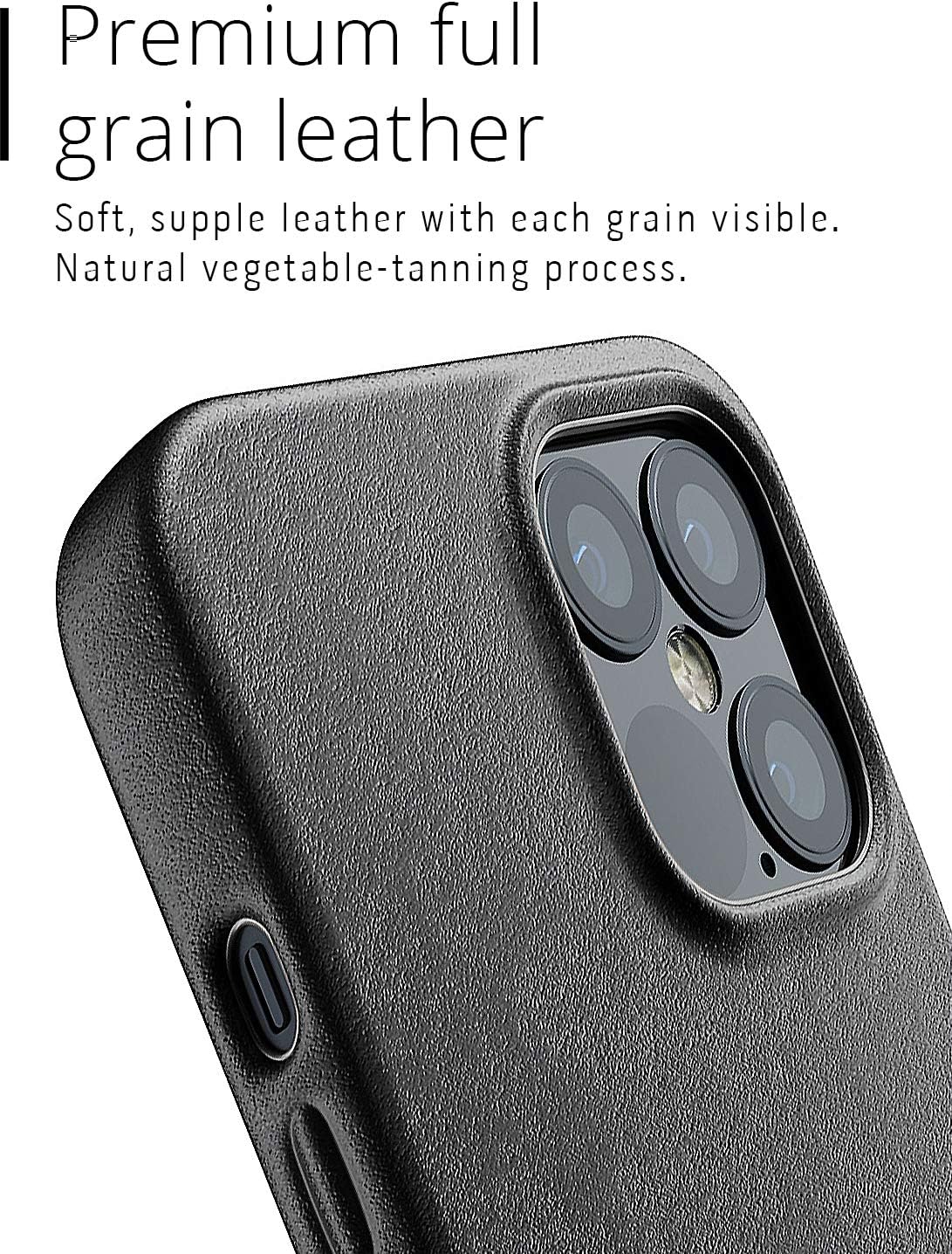 🔥 Hot Deals Mujjo Full Leather Case for iPhone 12 Pro Max | Premium Genuine Leather, Natural Aging Effect | Super Slim Fit Design, Wireless Charging (Black)