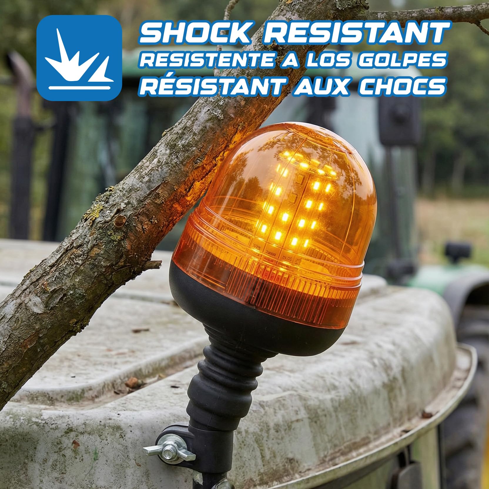 Ryme Automotive LED Rundumleuchte Orange Mit Magnetfuß, Blinkleuchte 12/24 V