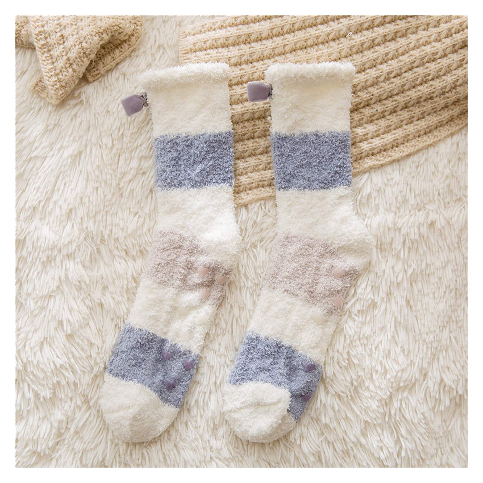 Chaussettes chaudes d'hiver pour femme chaussettes longues à rayures