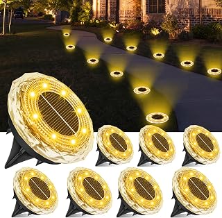 Solar Bodenleuchten Aussen, 8 Stück Solarlampen für Außen Garten