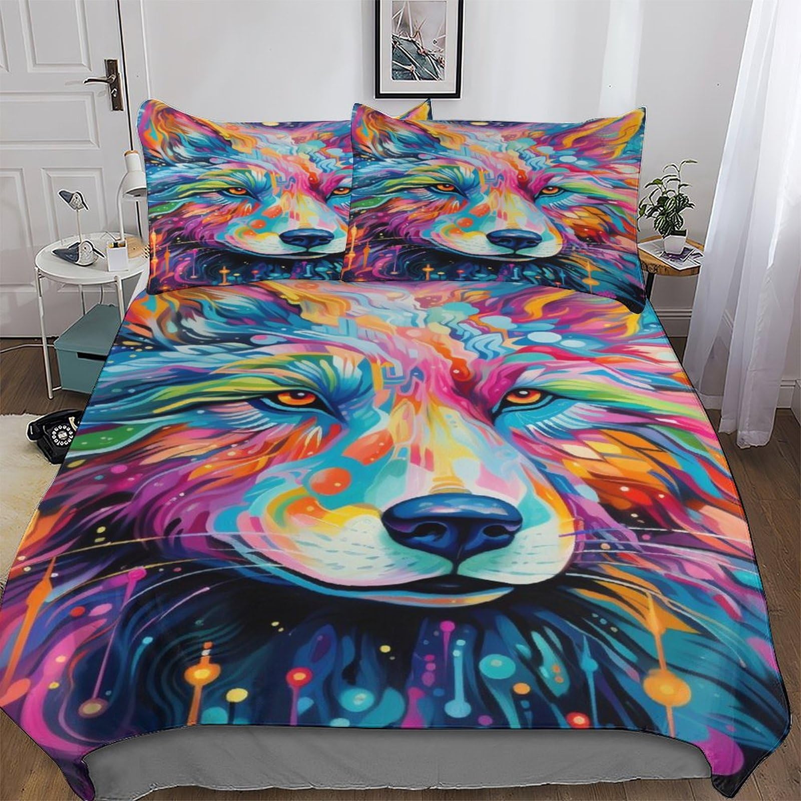 Housse de couette loup 200x200cm pour transformer une chambre d'enfant ou d'adulte