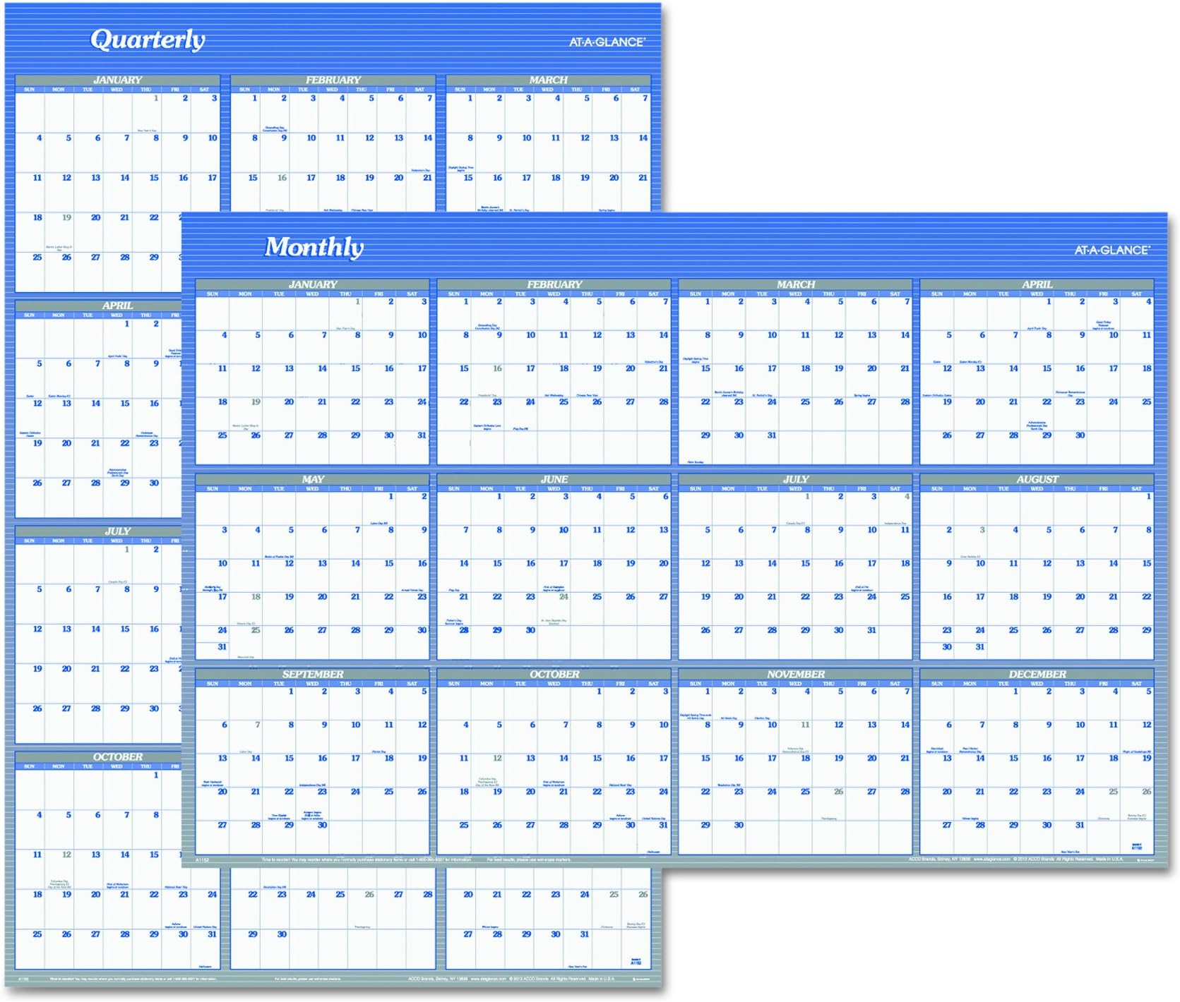 AT-A-GLANCE A1152 Vertical/Horizontal Erasable Wall Planner, 32 x 48, 2016