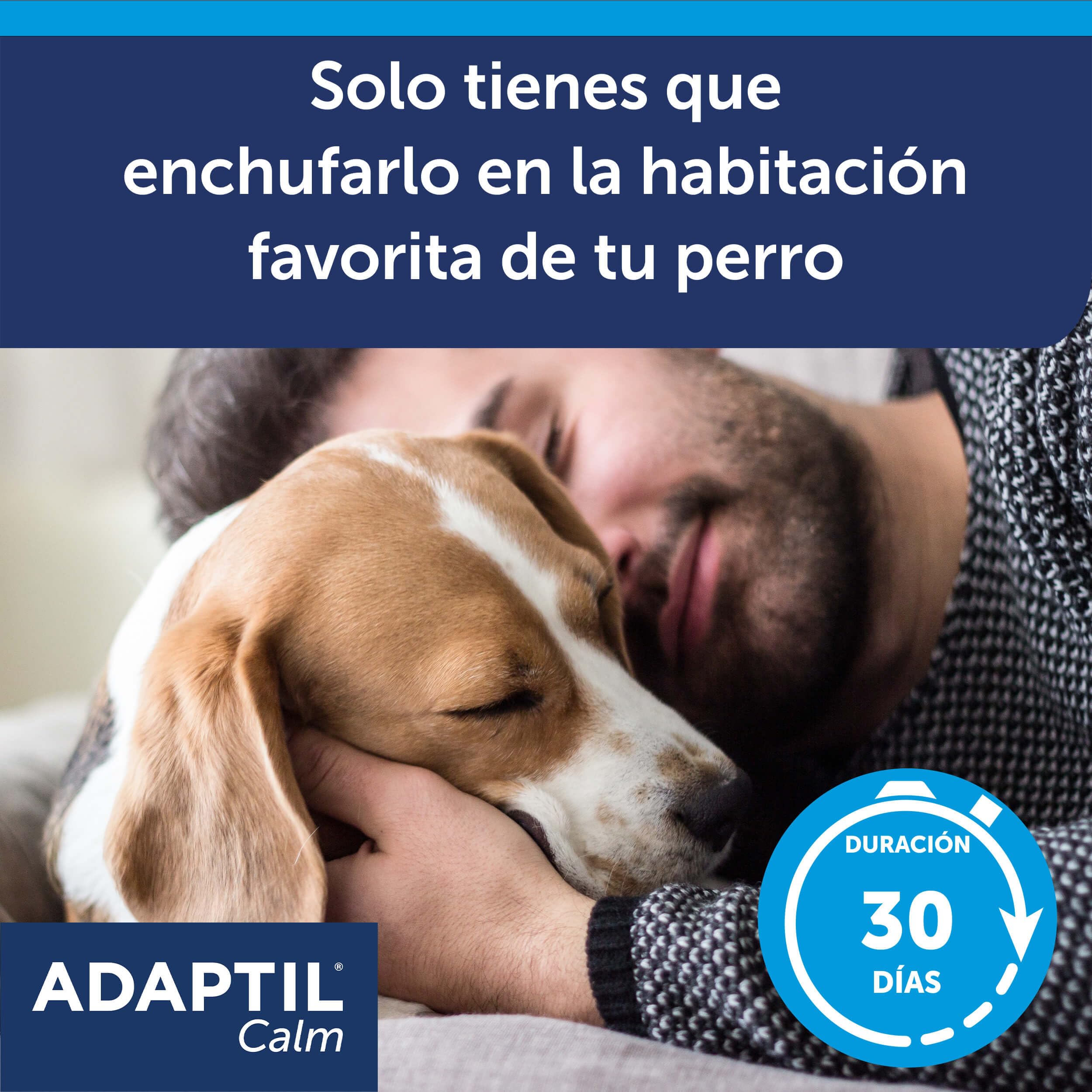 ADAPTIL Calm - Antiestrés para perros - Solo en casa, Miedos, Ruidos fuertes, Adopción - Difusor + Recambio 48ml