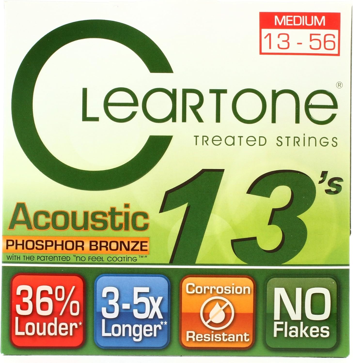 Cleartone 7413 Medium Phosphor Bronze Acoustic Guitar Strings 13-56 3-Pack w/Bonus RIS Picks (x3) 786136074138