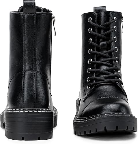 Miniatura 7 de Vepose Botines de combate de moda 9629 para mujer, botines con cordones y cremallera interior