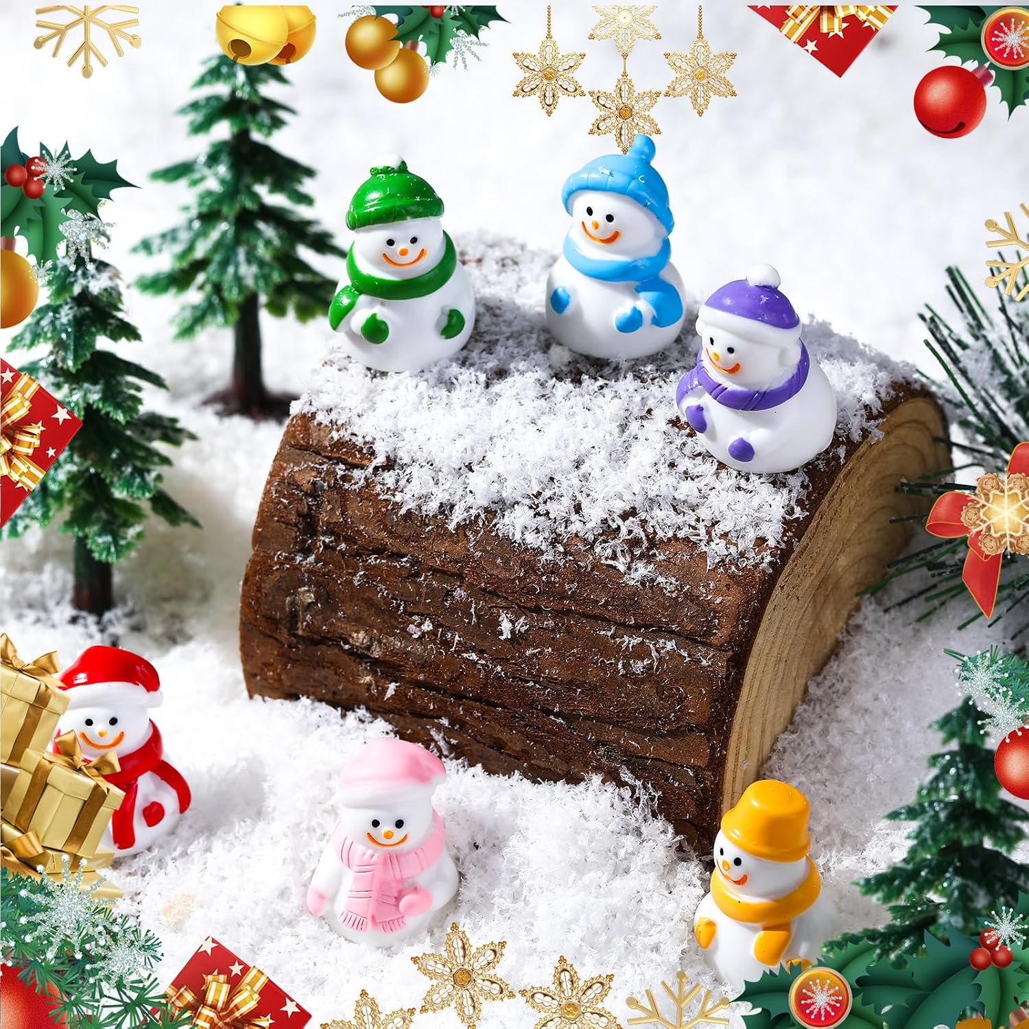 72 Pcs Mini Resin Snowman Mini Snowman Figurines Miniature Figurines Suitable for DIY Cake Decoration Ornaments Crafts Moss Landscape - Image 5