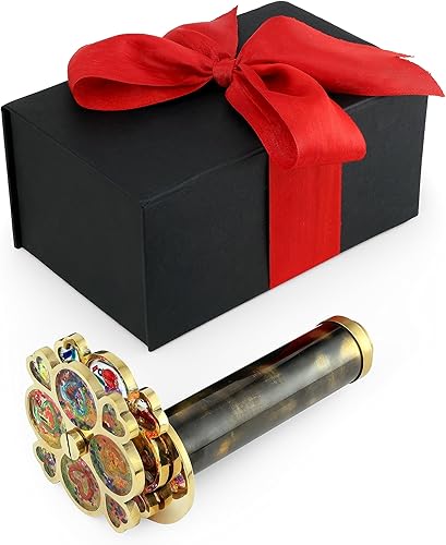 Miniatura 5 de AL QAYIM Caleidoscopio de latón hecho a mano, estética vintage, acabado antiguo, juguete perfecto con lente de espejo 3D para niños, amigos y