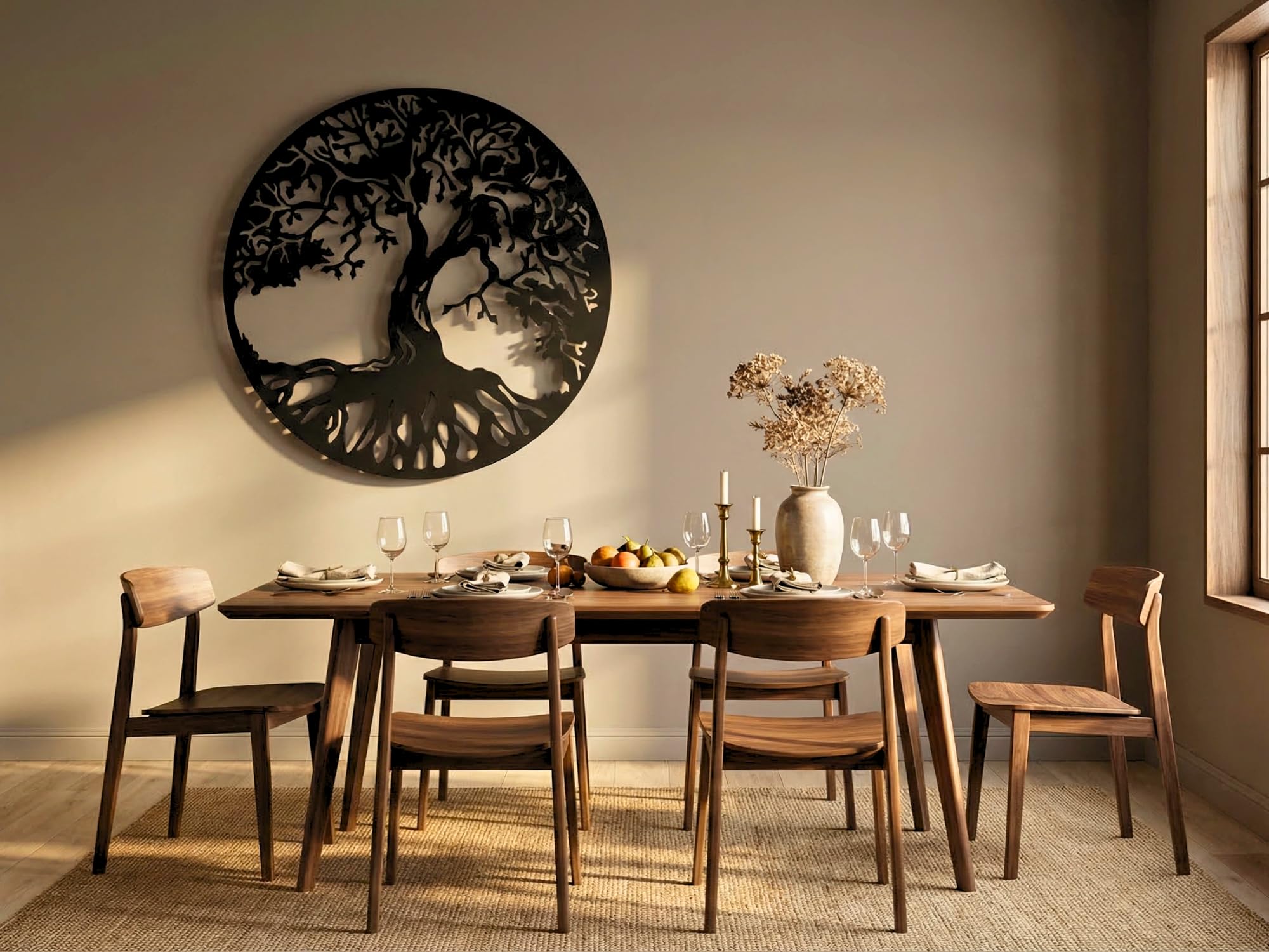 VAILLA Albero della vita Decorazione in legno, murale in legno, immagini 3D, decorazione da parete per casa, ufficio, camera da letto, soggiorno (Albero 3)