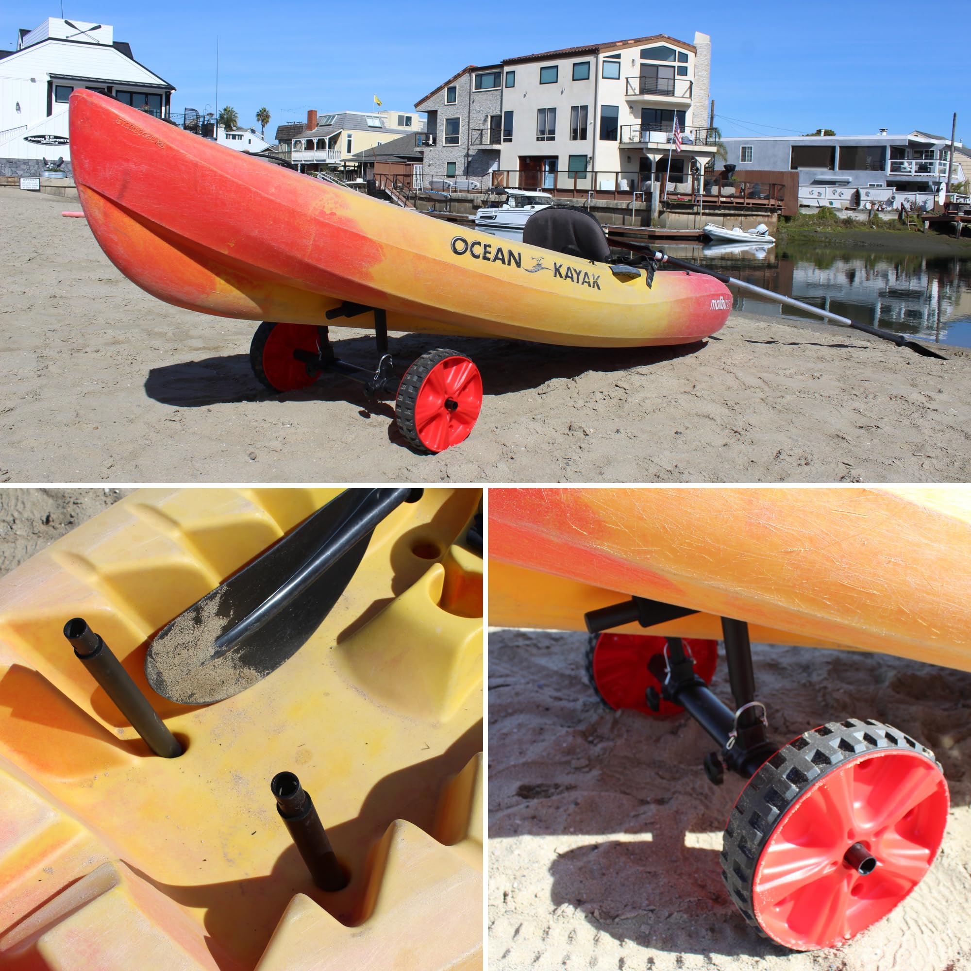 Carrello per canoa 3 in 1, multifunzione, regolabile, per kayak, paddle e piccole imbarcazioni
