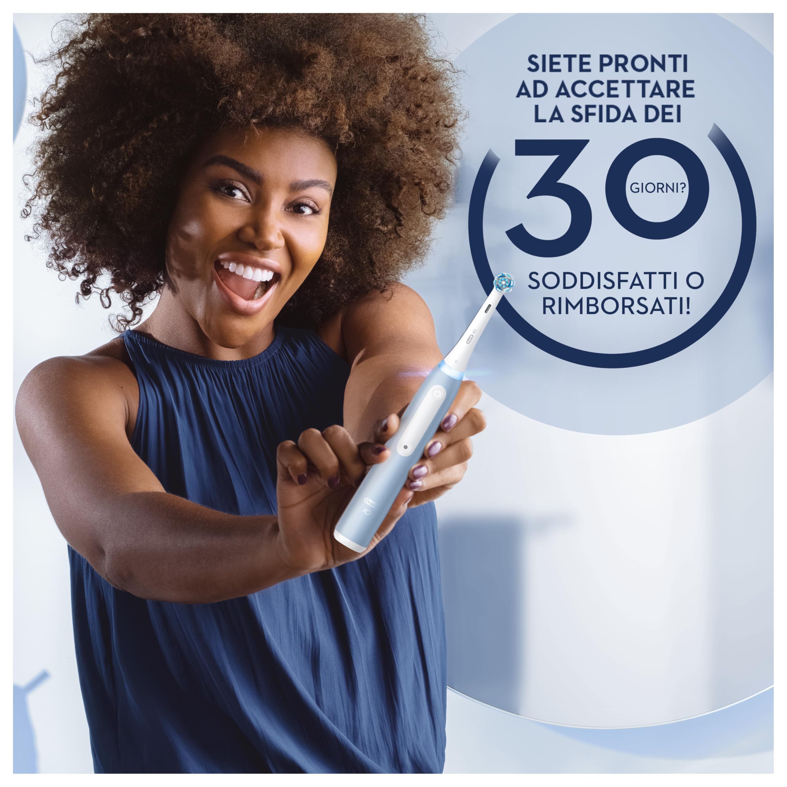 Oral-B Spazzolino Elettrico Ricaricabile iO 3N, Sensore di Pressione, Timer Anello Luminoso, 3 Modalità di Spazzolamento, 1 Testina, 1 Spazzolino, Blu, Idea Regalo