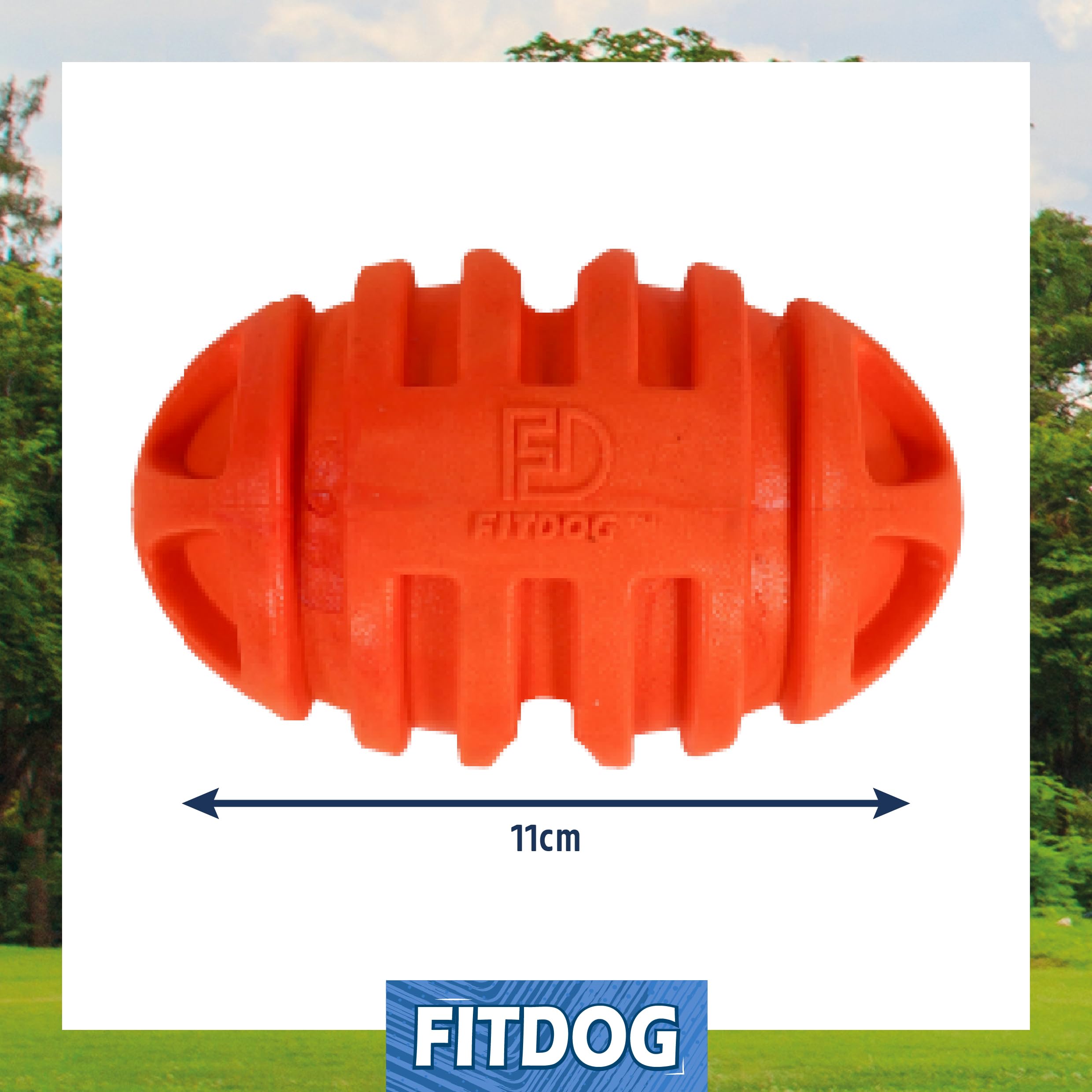 Rosewood Fit Dog Rubber Rugby Ball Throw Toy with Foldable Launcher, Durable Outdoor Dog Fetch Toy & Flinger - Image 4