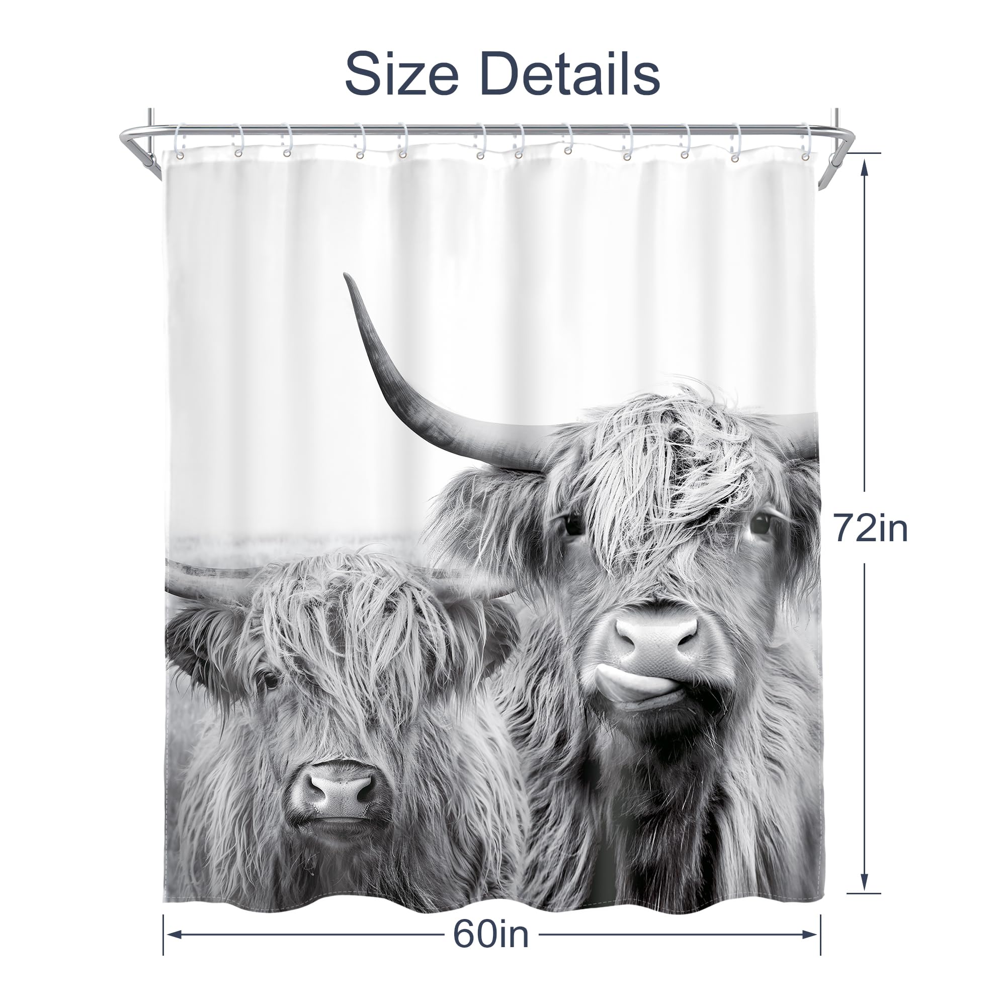 Western Highland – Cortina De Ducha De Vaca De 72 Pulgadas De Ancho X 72 Pulgadas De
