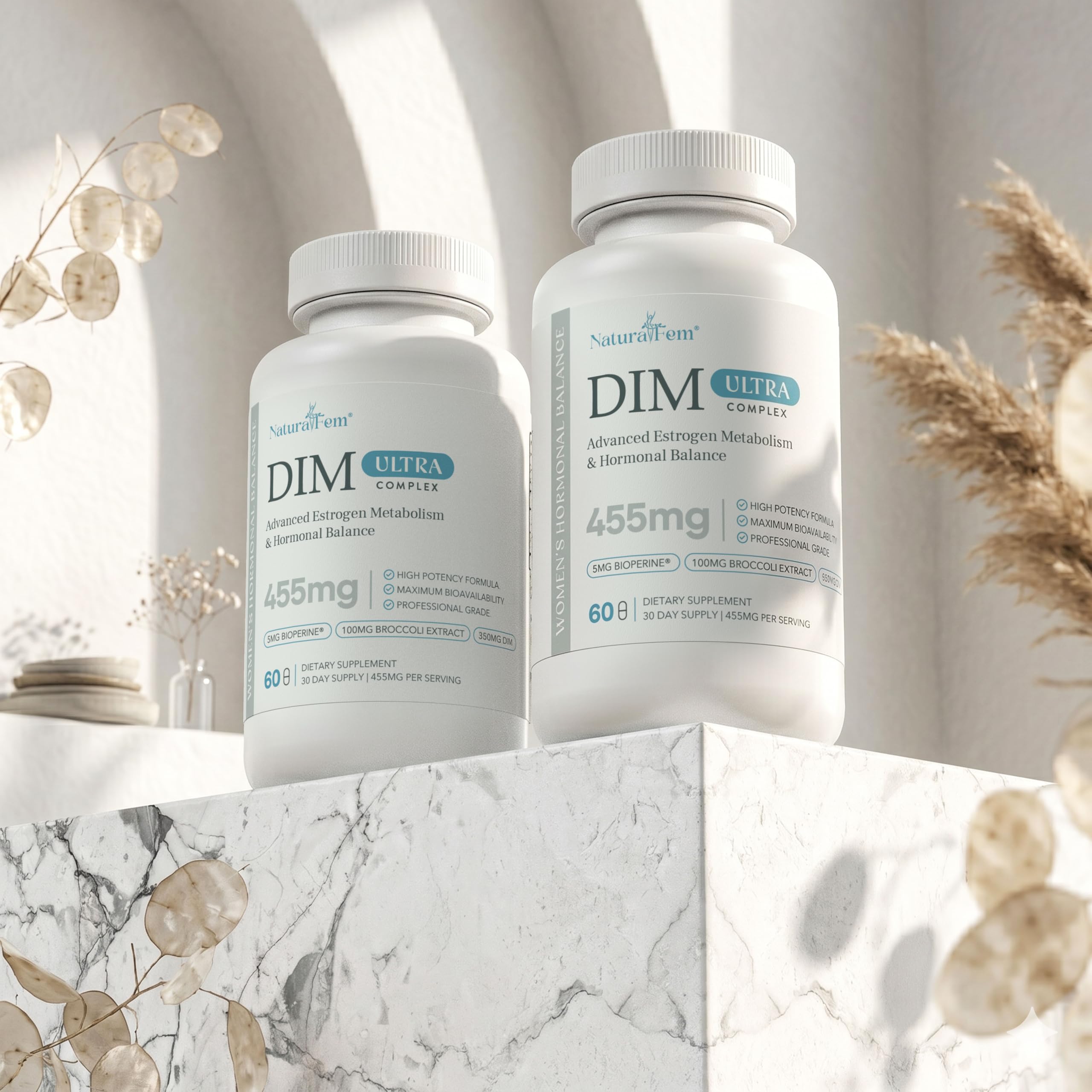 Naturalfem DIM 350mg Ultra Complex - Advanced Hormone Balance for Women & Estrogen Metabolism Support - with 100mg Broccoli Extract & BioPerine - High Potency 455mg Formula - 60 Capsules — Amazon image 2